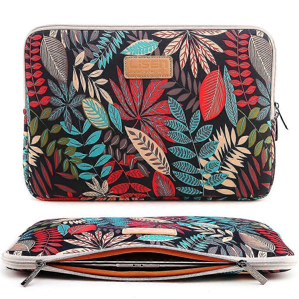 14 inch Laptop Sleeve Case With Colorful Leaves Pattern Macbook Canvas Bag