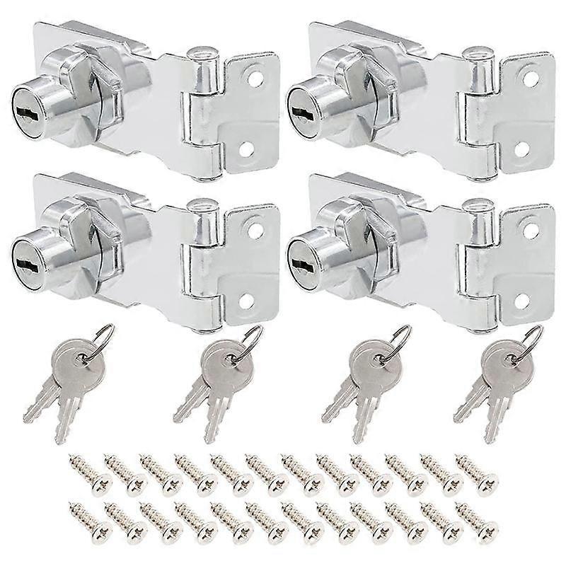 4 Pcs Keyed Hasp Locks 2.5 Inch Twist Knob Keyed Locking Hasp, Metal Safety Hasp Latches Keyed Diff