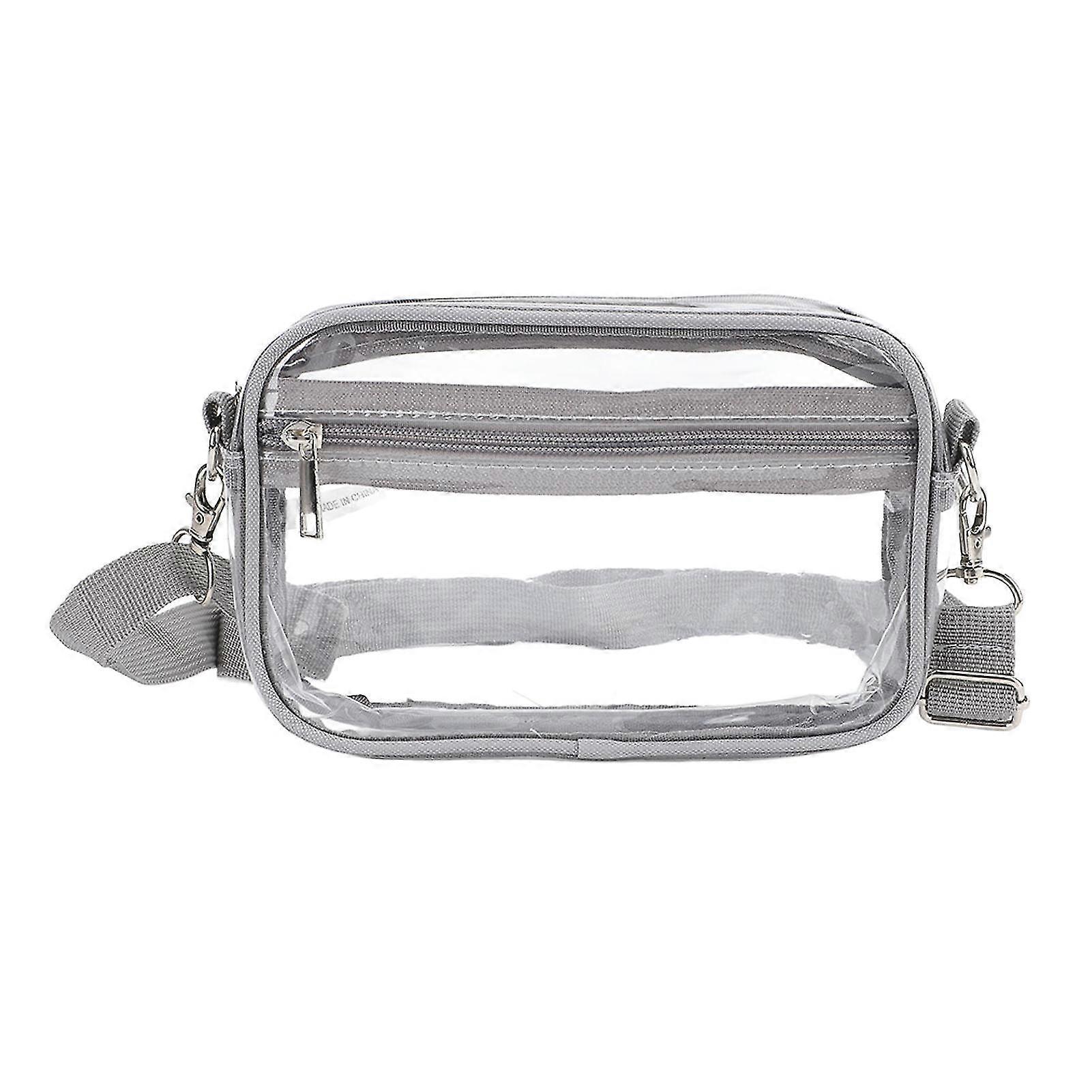Clear Waterproof Shoulder Bag with Adjustable Strap in Grey