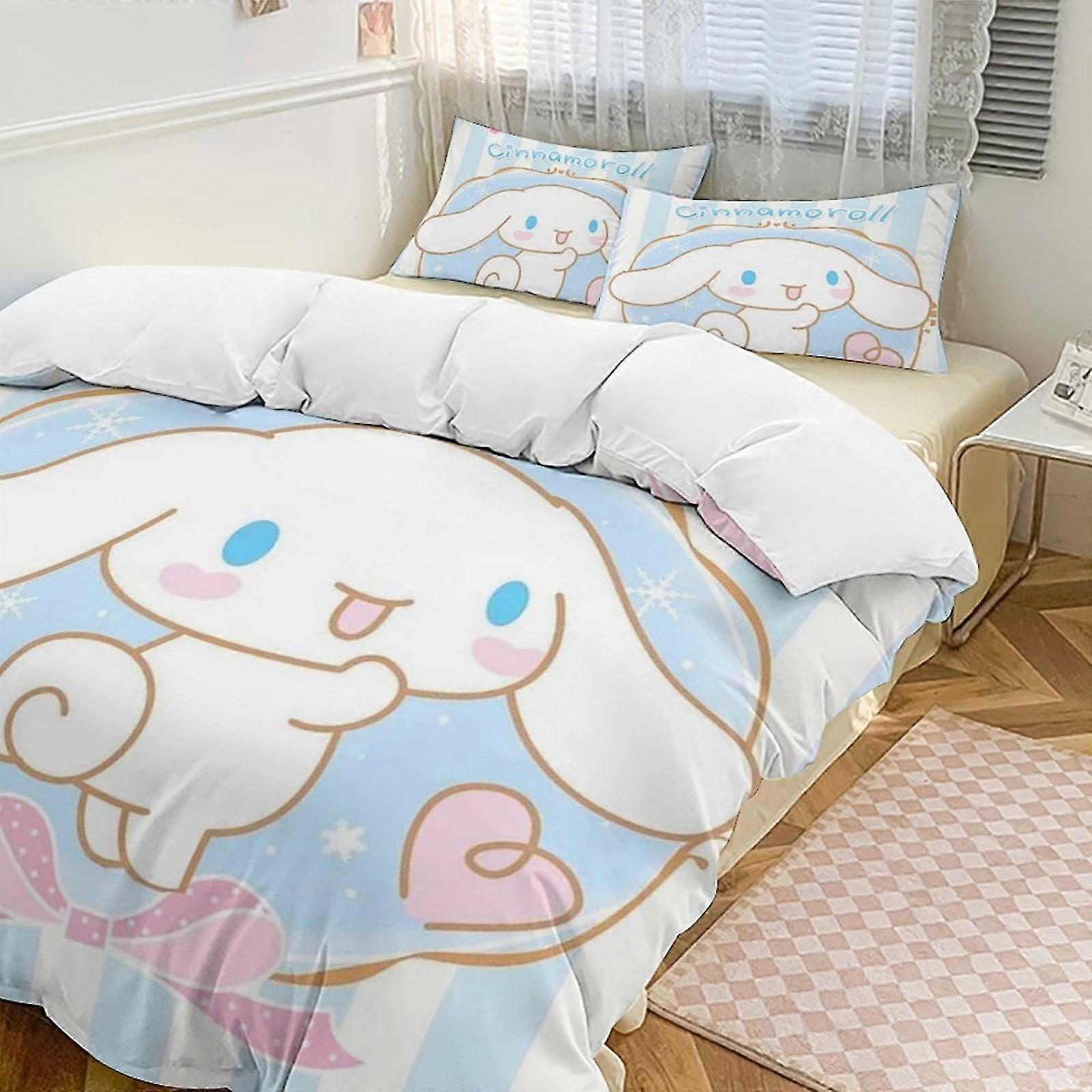 v510 Bed Sheets Cinnamoroll3-Piece Twin Bed Set - Includes Single Comforter And Pillowcases Bedding - Fade Resistant Microfiber - Cinnamoroll Lc (1 D