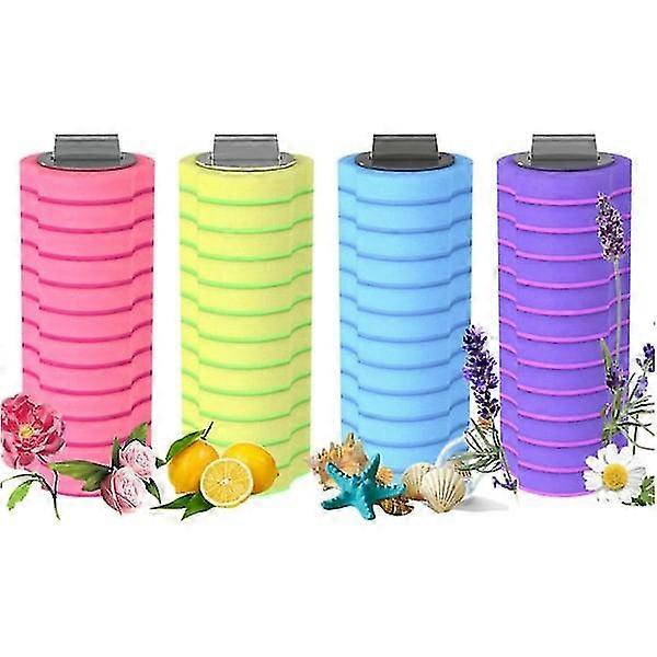 ראשי החלפת מברשת אסלה חד פעמיים עם 4 ניחוחות: כחול כהה, לימון, ורד ולבנדר, 10 כל אחד, סה"כ 40 ראשים להחלפה