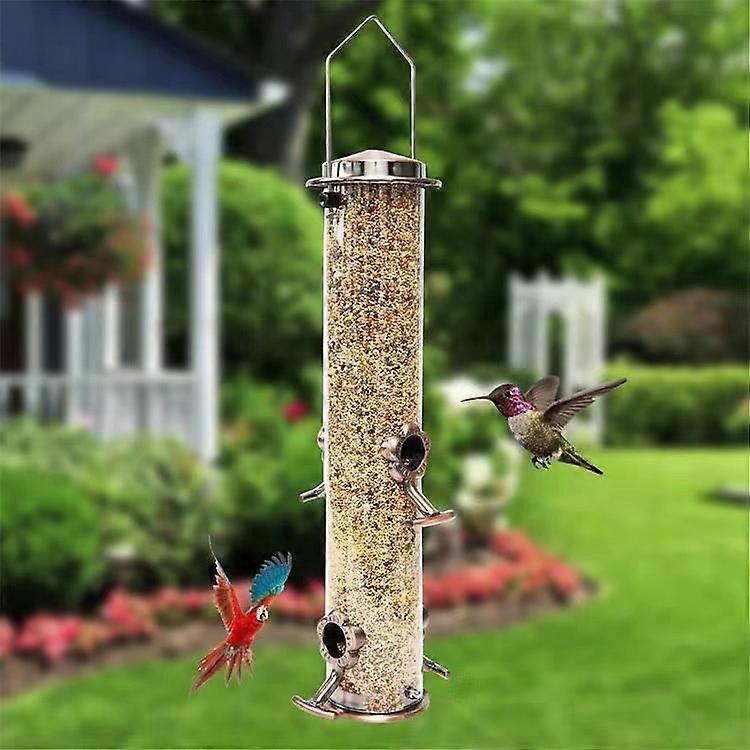 1PC Metal Bird Feeders for Outdoors Hanging, Brushed Copper Squirrel Proof Bird Feeders with Locking Lid & Adjustable Hanger, Chew-Proof, Weather Resi