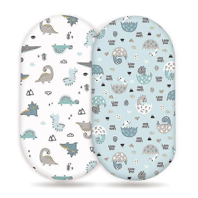 2 Pieces Crib Fitted Sheet, Cotton And Breathable Child Fitted Sheet For Carrycot, Bassinet, Bassinet And Stroller, Fits Oval Or Rectangle Mattress 82