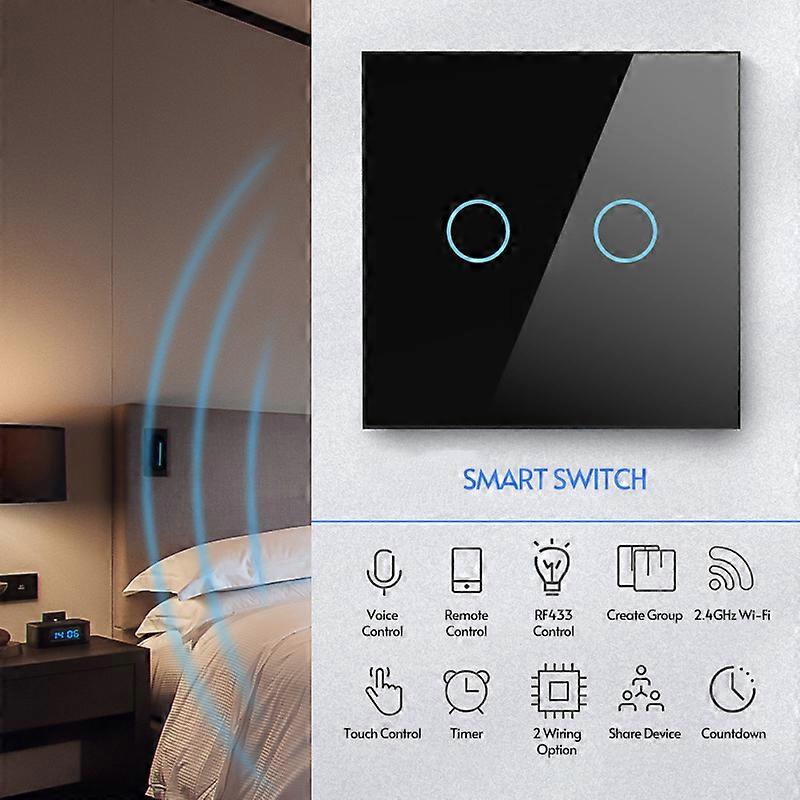 Wi-Fi Smart Switch Light Switch Voice Control, Remote Control, RF433, Touch Control Compatible with Alexa Google Home Schedule, Timer, Countdown Needs