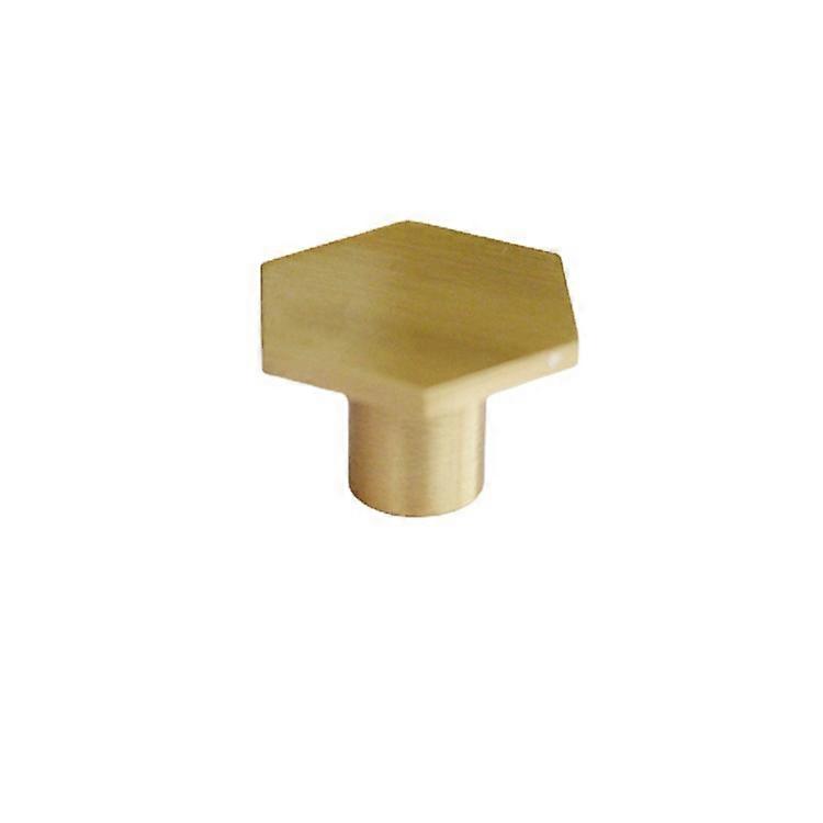 8 Pieces Solid Brass Cabinet Knobs, Hexagonal Door Knobs, Gold Dresser Drawer Handle Knobs, for Cabinets, Cupboards, Dresser Drawer, Bathroom, Kitchen