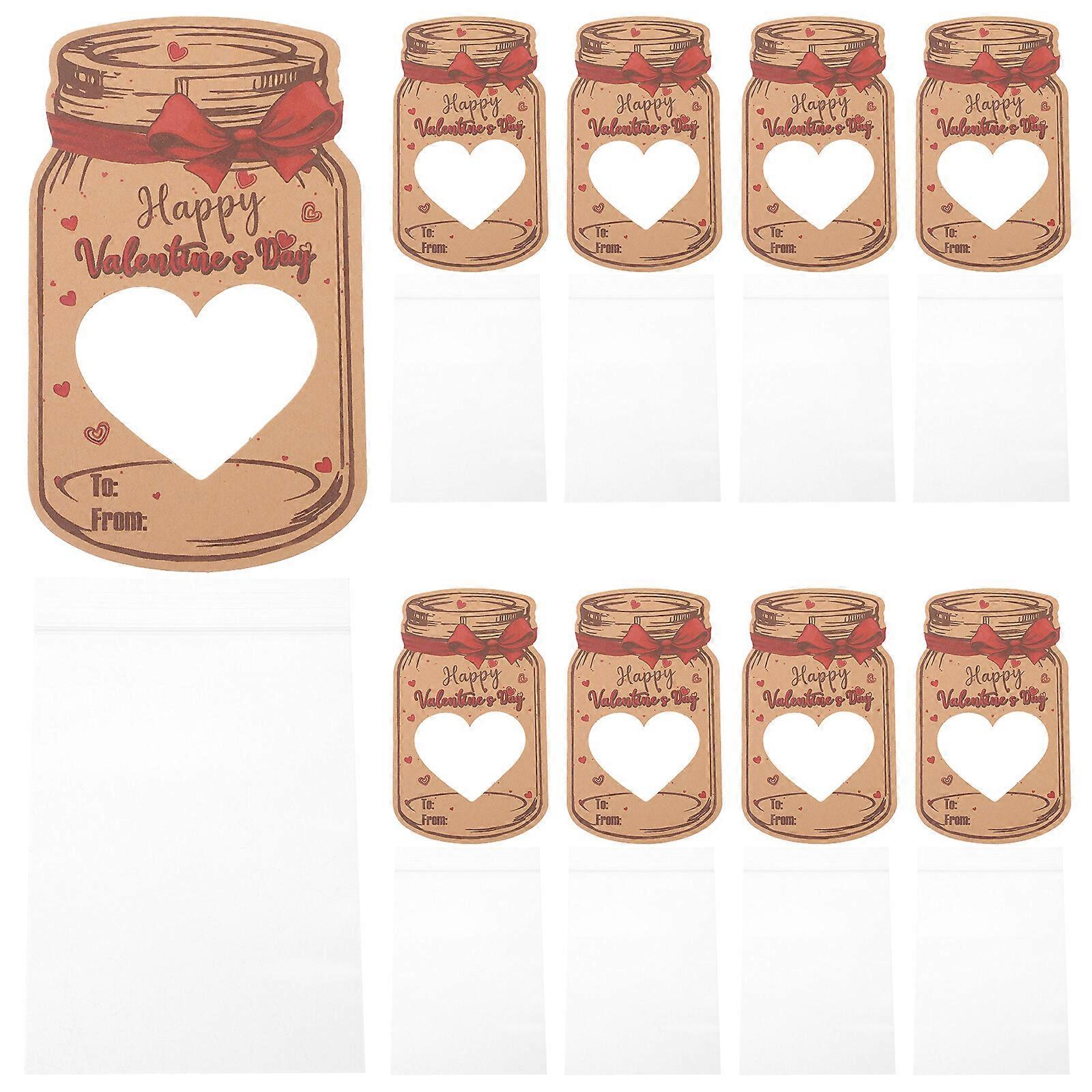 24 Sets Valentinstag Tauschkarten Einmachglas Form Valentinstag Grußkarten
