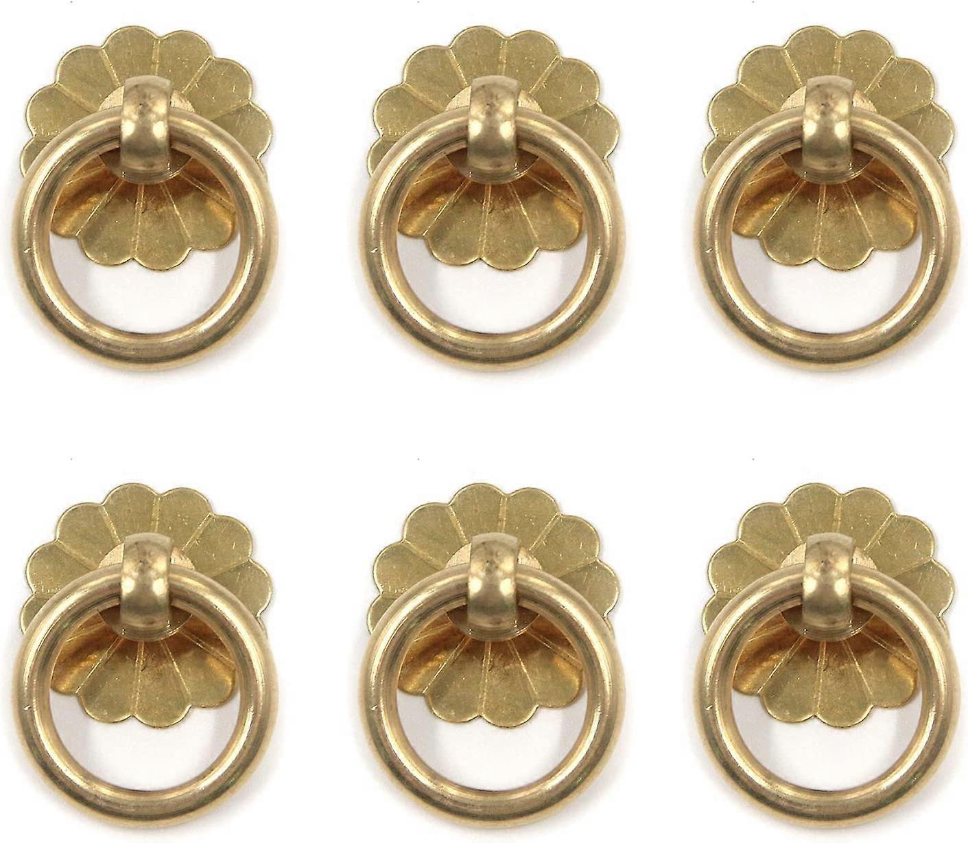 6 Pack Brass Ring Pulls Antique Pulls Cabinet Knobs Drawer Pulls