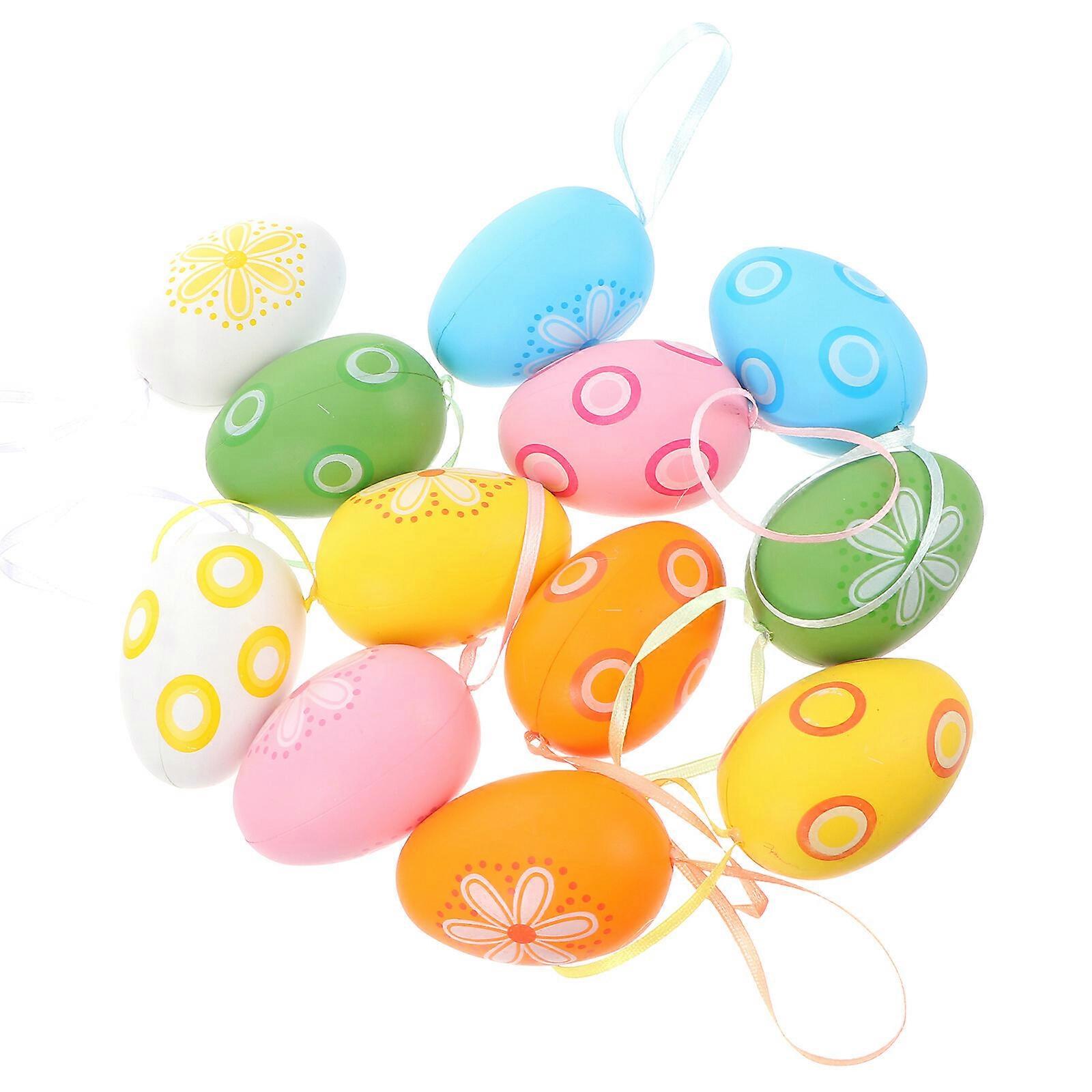 12pcs Decorative Easter Day Printed Eggs Gift Ornament Simulation Easter Eggs