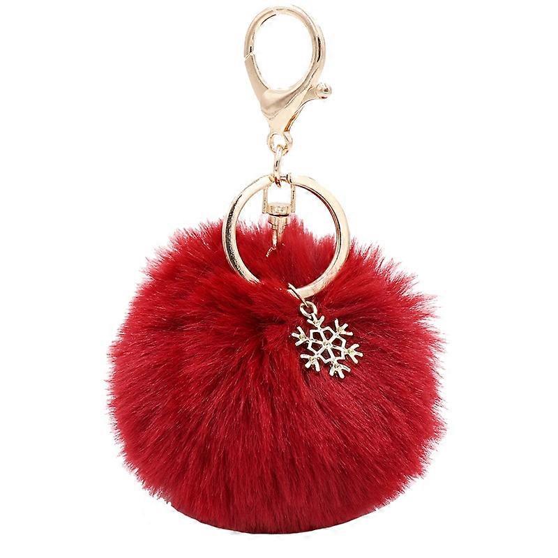 Pom Pom Keychain Artificial Fur Ball Keychain Fluffy Accessories Car Bag Charm red