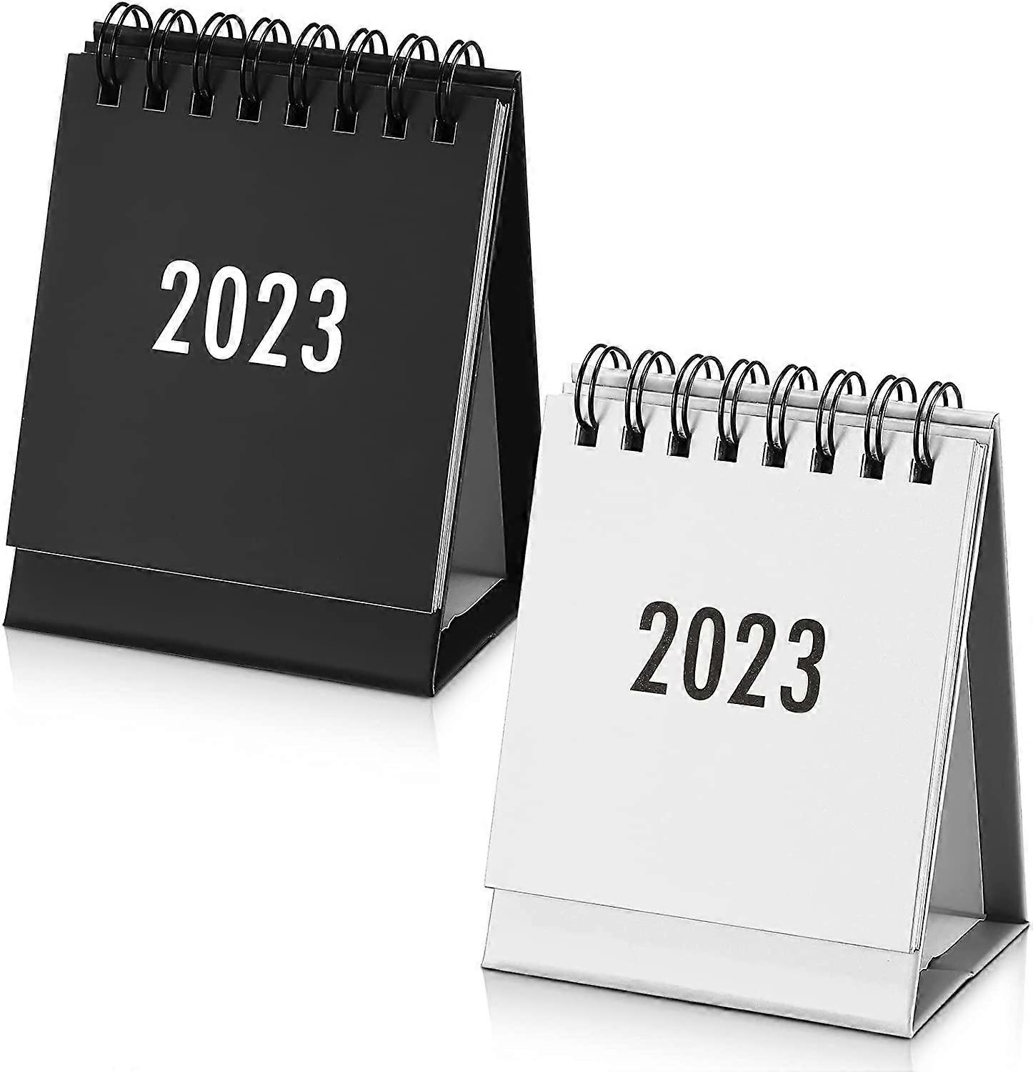 2 Pieces Mini Desk Calendar 2022-2023 Aug 2022- Dec2023 Small Desktop Standing Calendar Daily Schedule Paper Office Flip Calendar Paper Desk Calendars