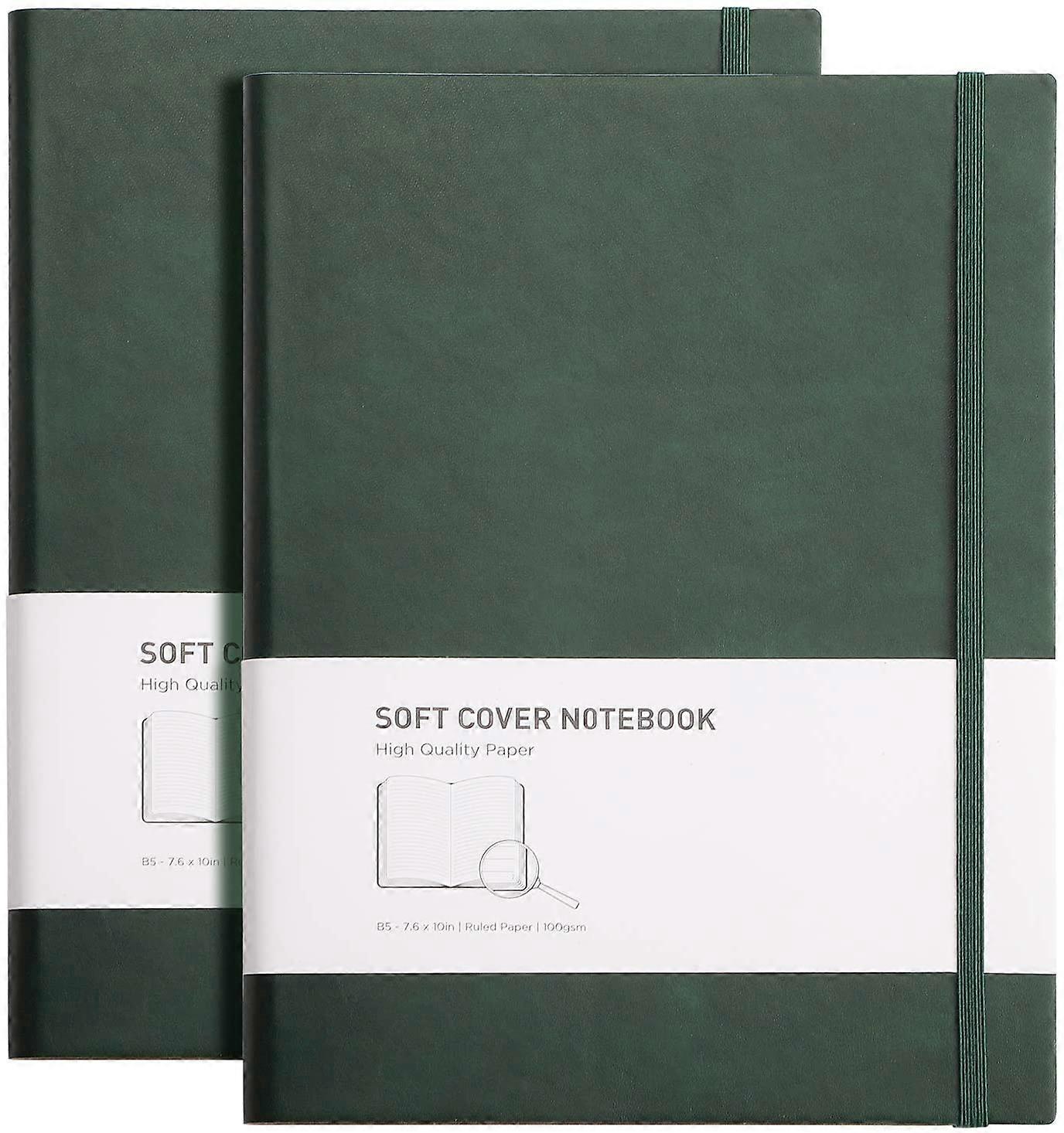 Composition Notebook 2 Pack - B5 Notebooks and Journals with Soft Leather Cover,408 Pages,100gsm Thick Lined Paper,7.6" X 10"