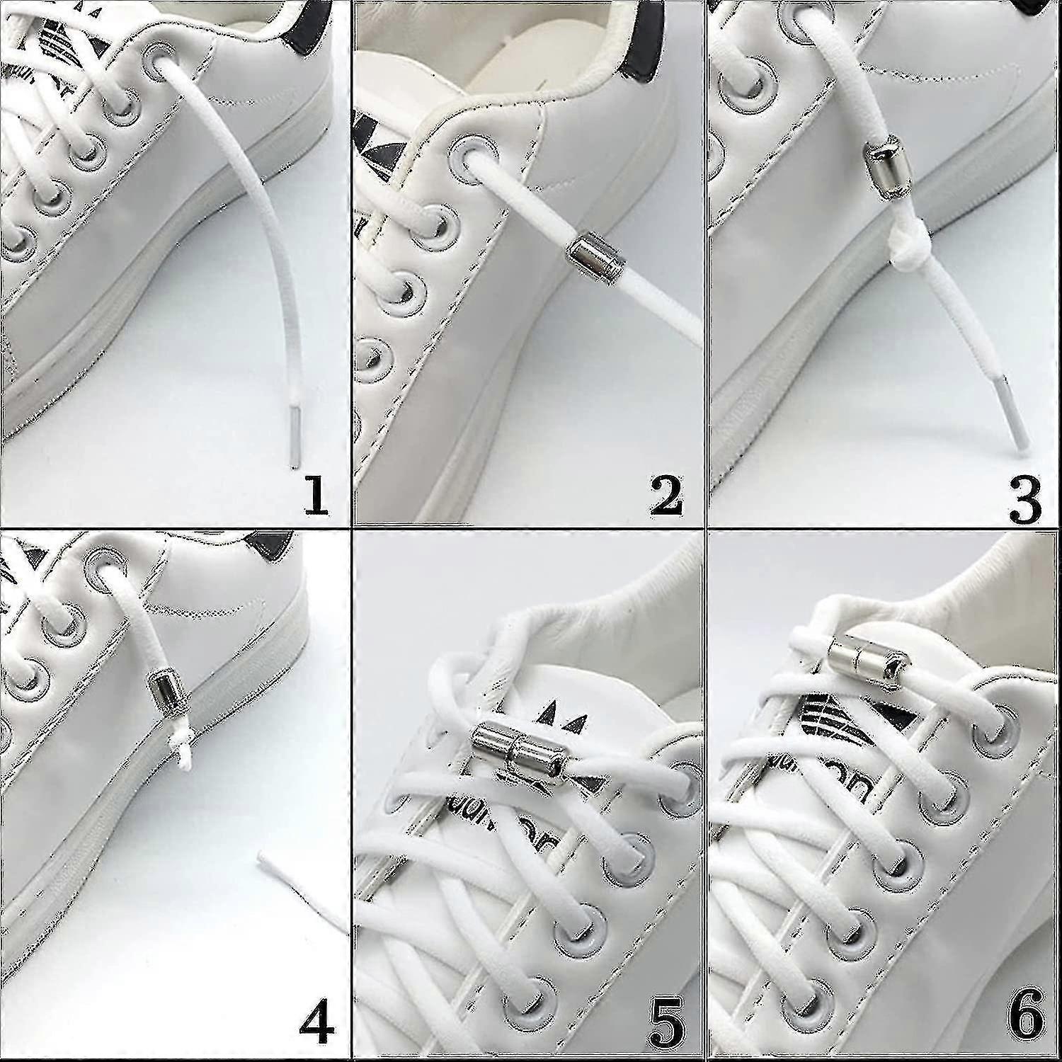 3 Pairs Pack Elastic Knotless Shoelaces With Metal Buckle Untied Shoel