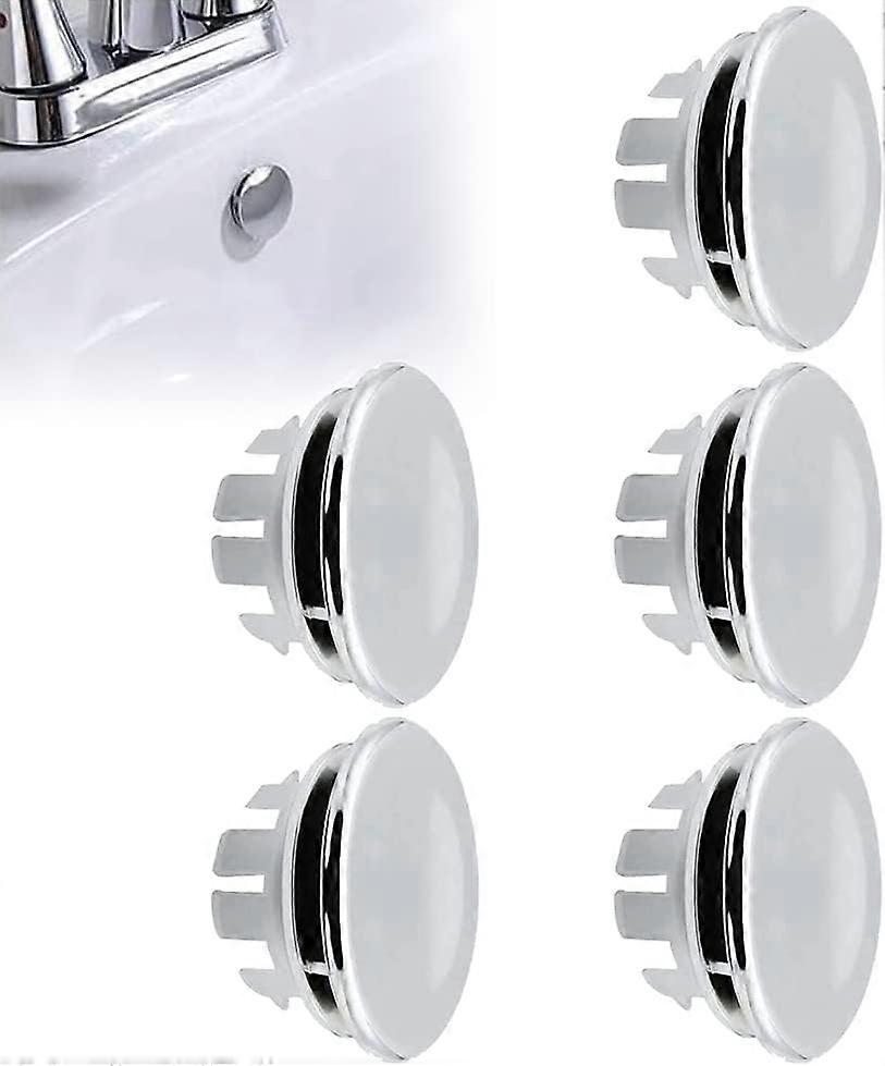 Sink Overflow Stopper, Overflow Stopper Ring, Round Hole Sink Trim, Drainage Hole Replacement Parts Round Cover , 5Pcs