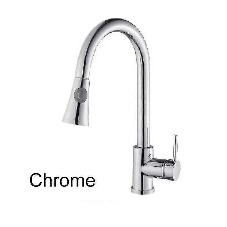 Matte White Kitchen Faucet Single Hole Pull Out Stream Sprayer Head Sink Mixer Tap Deck Mounted Cold Hot Water Chrome/Black Tap