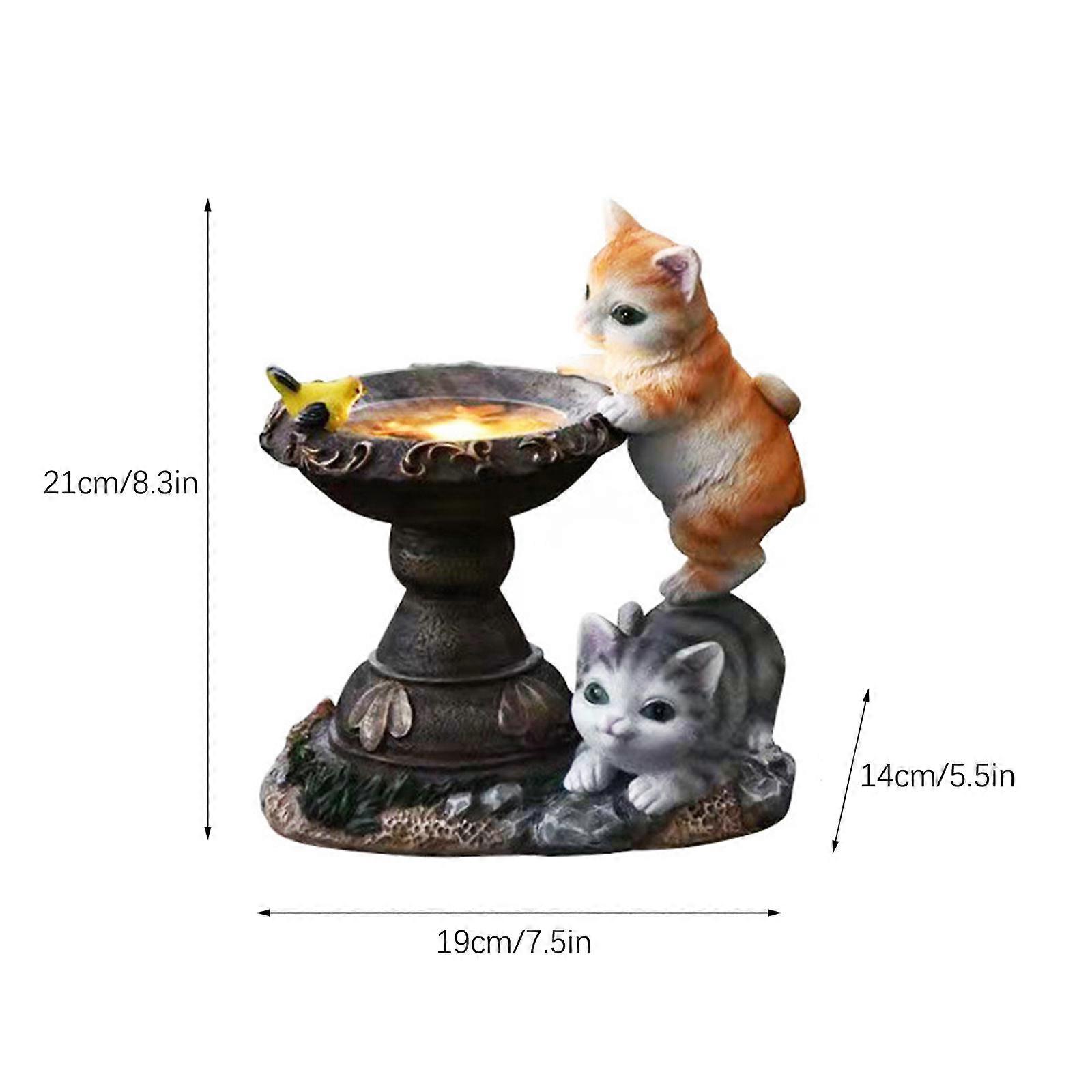 Solar-Katzen-Gartendekoration Mit LED – 19x14x21,5 Cm, Wetterfest Aus Harz, Für Terrasse & Garten