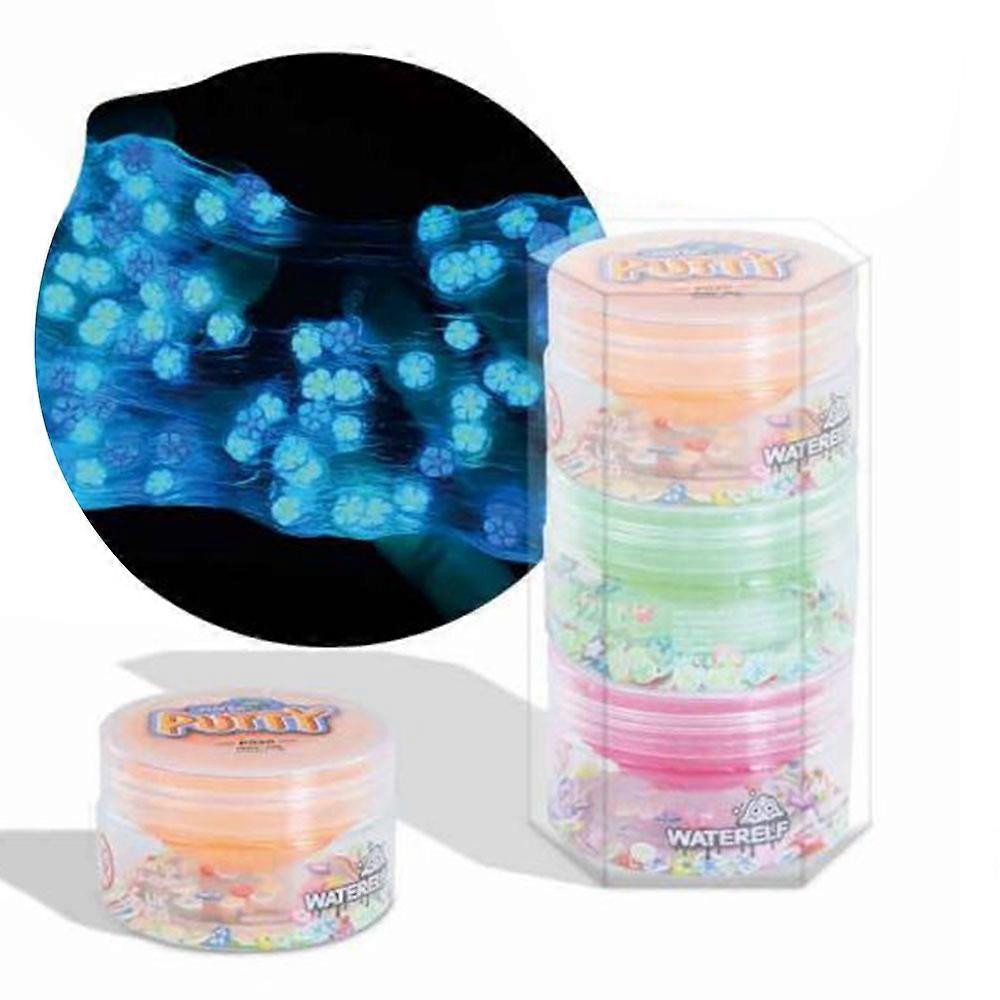 Waterelf 3 Pack Slime Kit,Clear Crunchy Slime with Cute Charms, Soft & Non-Sticky,50g*3