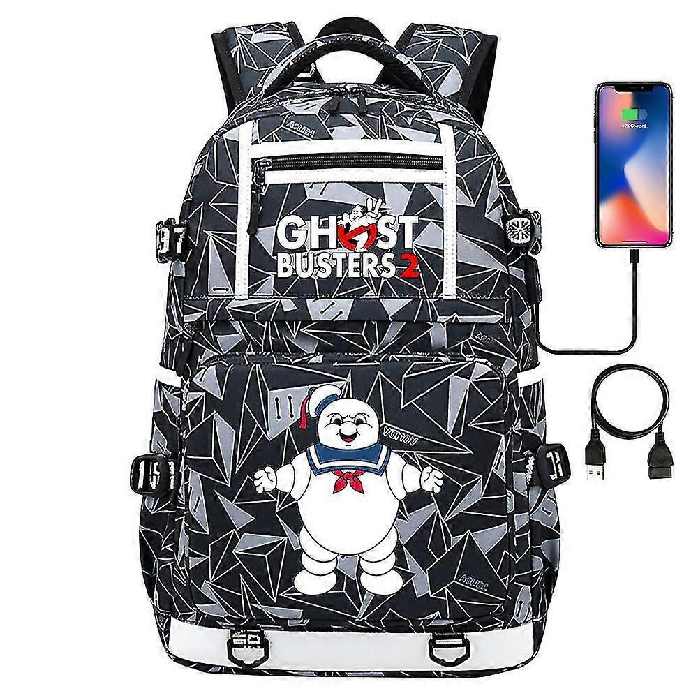 حقيبة ظهر مدرسية USB Ghostbusters - حقيبة طلاب الشباب للبنين والبنات - حقيبة ظهر سفر كاجوال