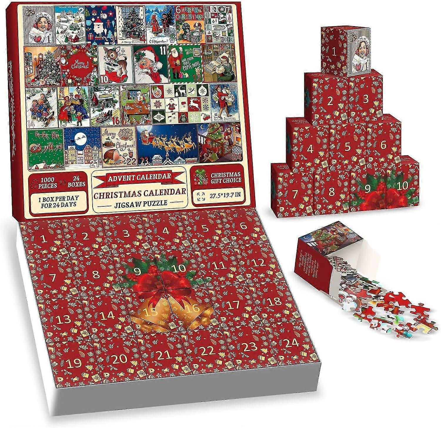 Advent Calendar 2023 Christmas Jigsaw Puzzle -24 Days Countdown Calendars For Boys Girls - Perfect Countdown To Christmas Gift For Family & Friends Ki