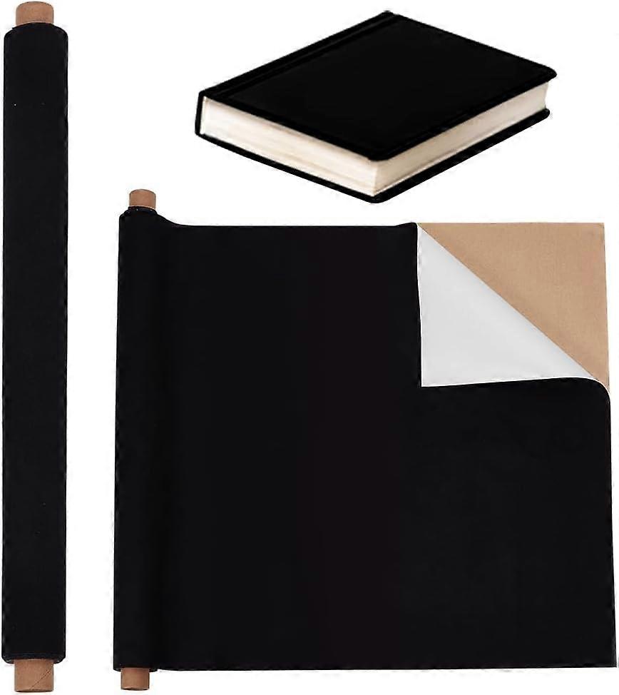 39.4x15.7 Inch Notebook Binding Cloth Black Self-Adhesive Bookcover Velvet Fabric with Paper Backed Cloth DIY Notebook Cloth Protective Cover for Note