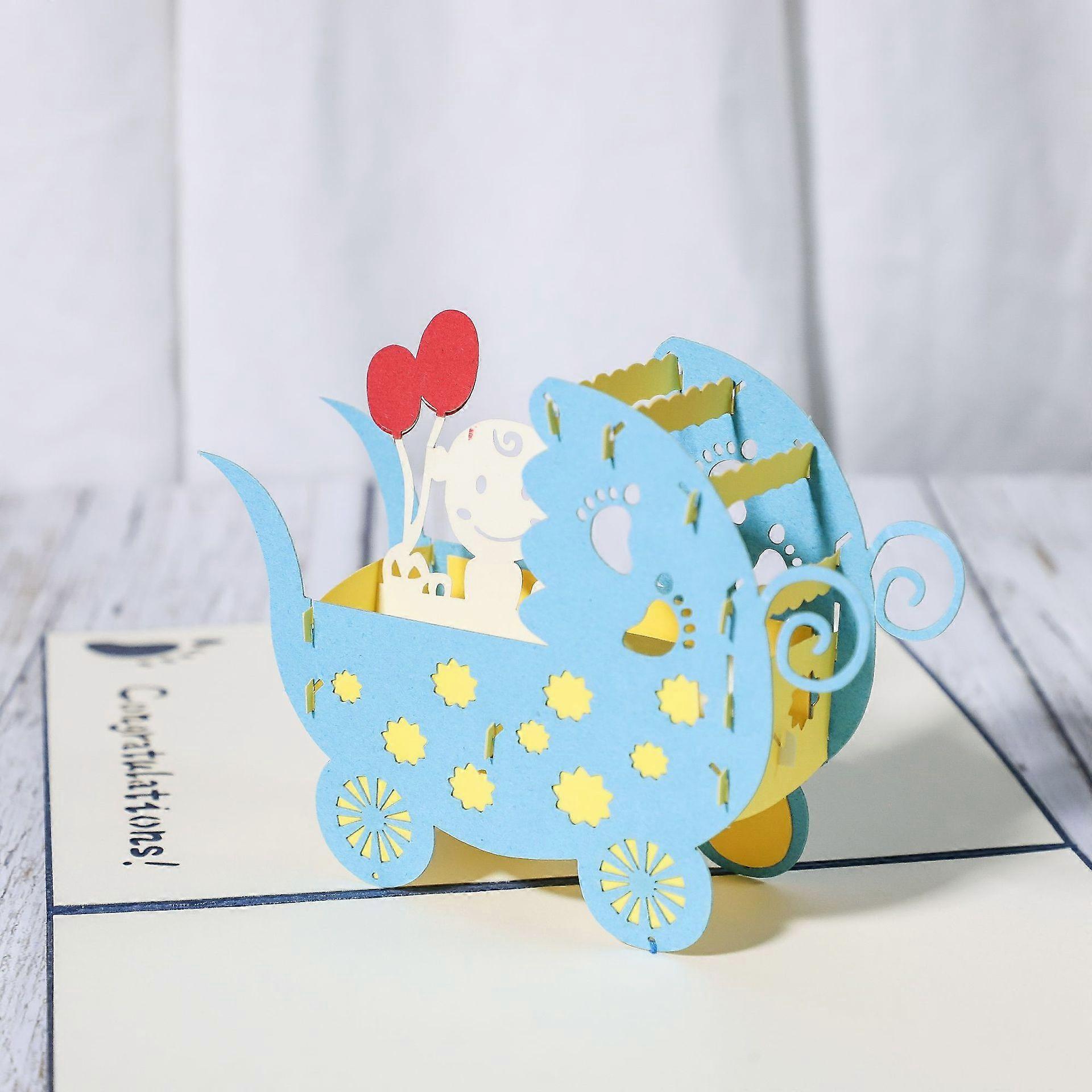 1pcs poussette bébé pliage carte de voeux