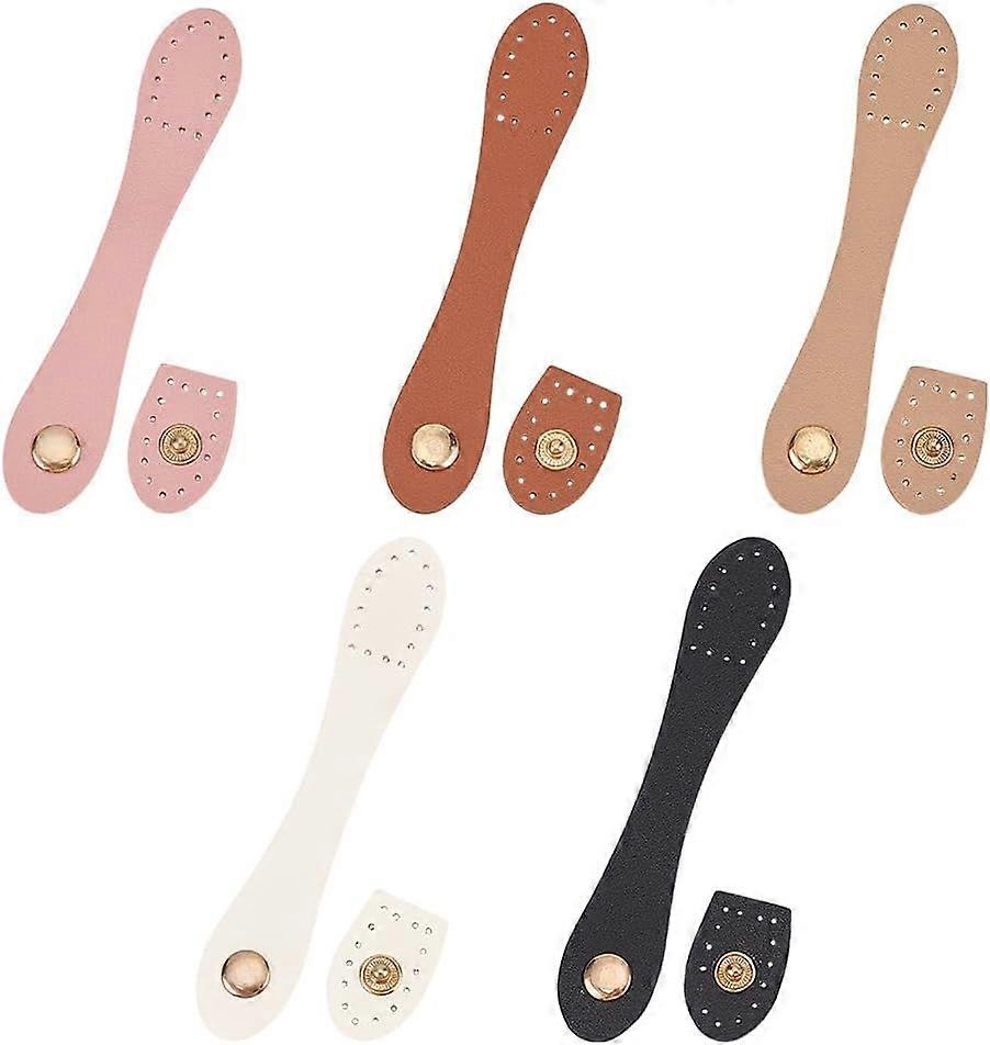 5 Sets PU Leather Snap Buckles 5 Colors Sew On PU Leather Tab Closure DIY Handmade Craft Sewing Snap Buttons Fasteners for Purse Wallet Jacket Noteboo