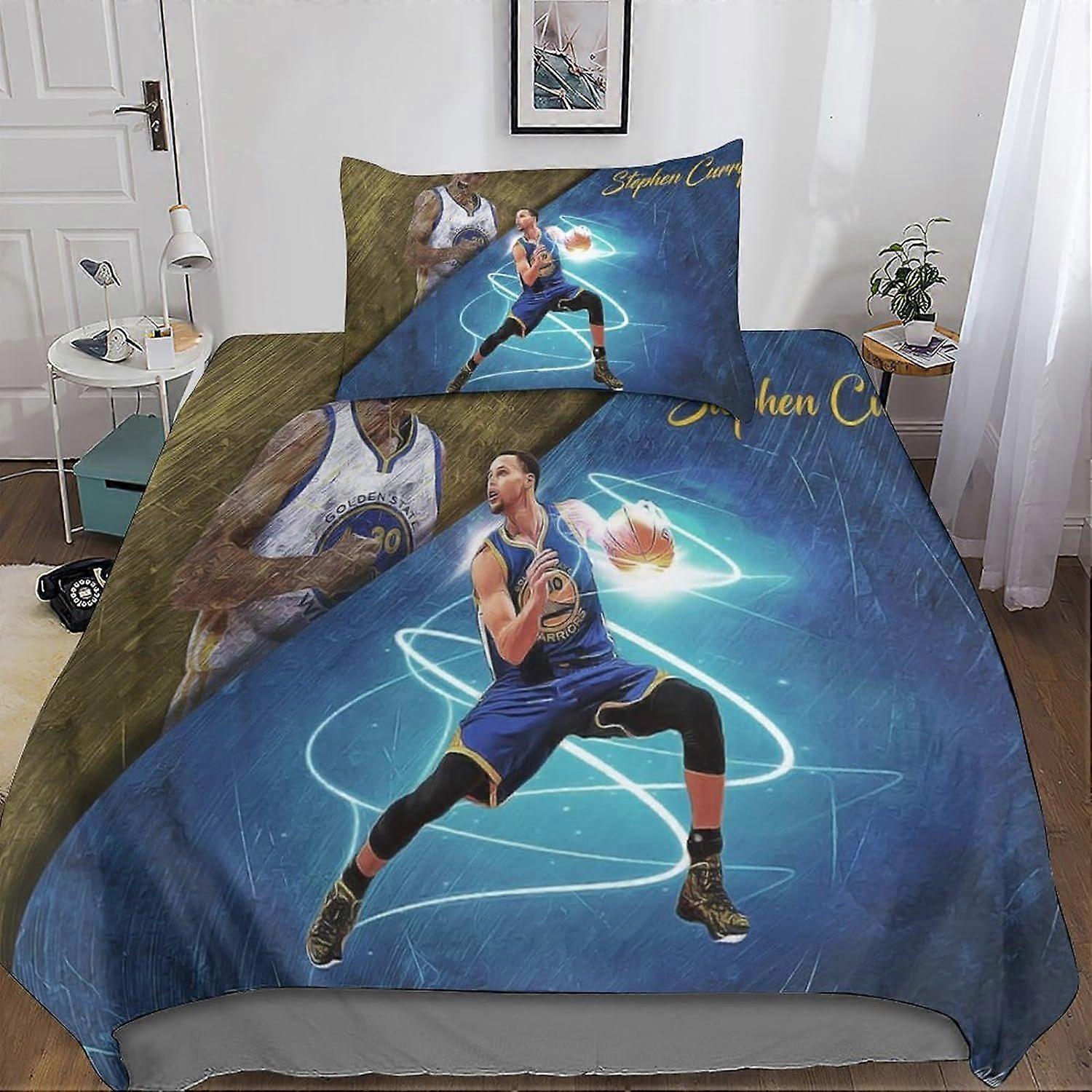 Stephen Curry Duvet Cover 2 Pieces, 3D Bedding Set with Zipper Closure Microfiber Bedding Set with Pillowcase for Adults and Children Single