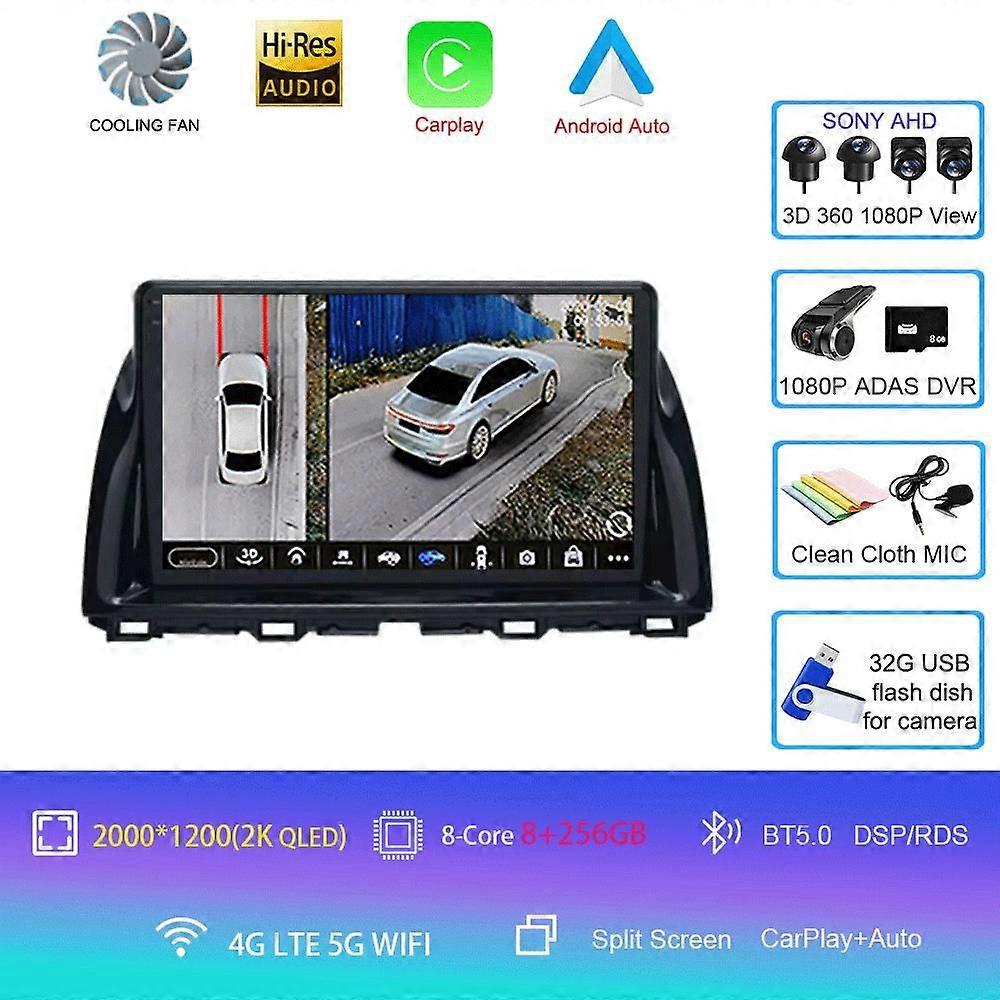 Autoradio Android 14 Carplay Auto Pour Mazda Cx5 2011 - 2016 Cx-5 Cx 5 Navigation Gps Lecteur multimédia Stéréo Vidéo Dvd Wifi+4g