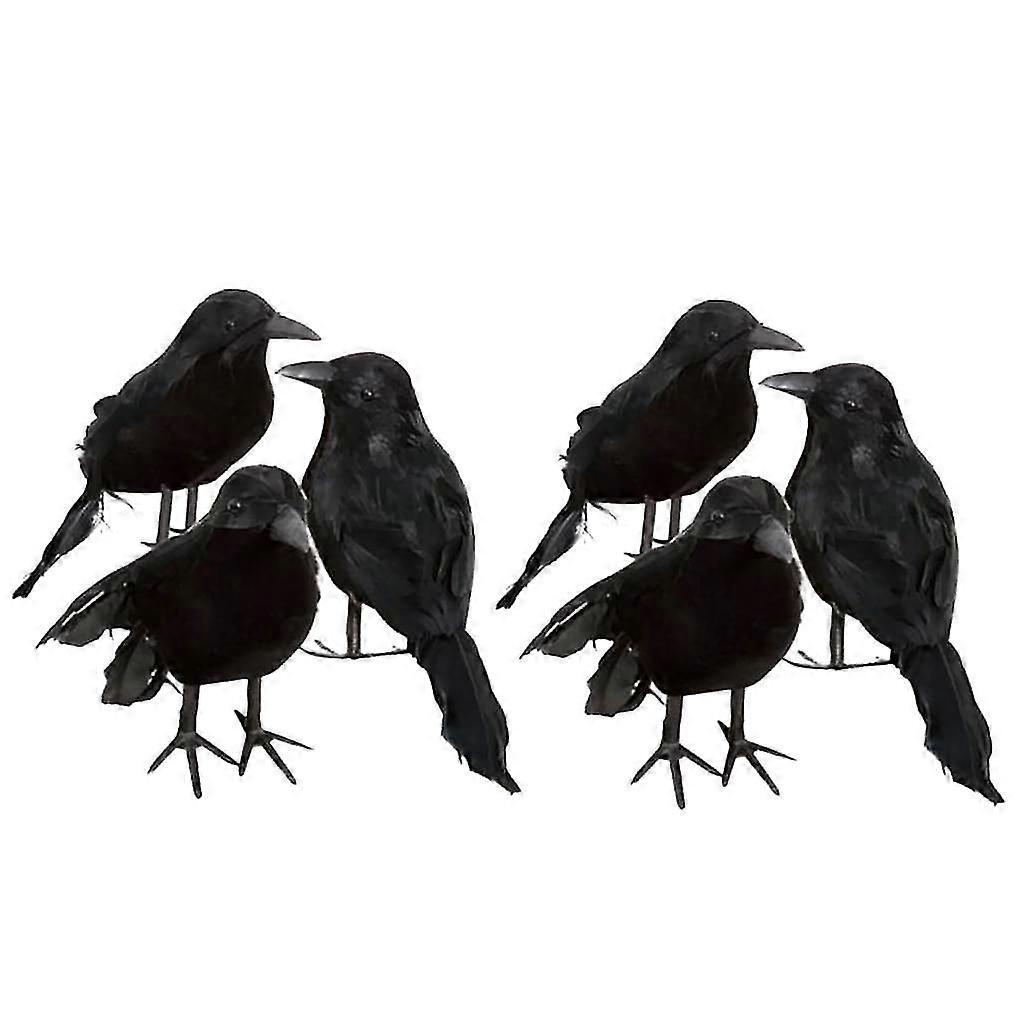 6 X Halloween Decoration Crow Artificial Raven Crow With Feathers Bla Bird,3402
