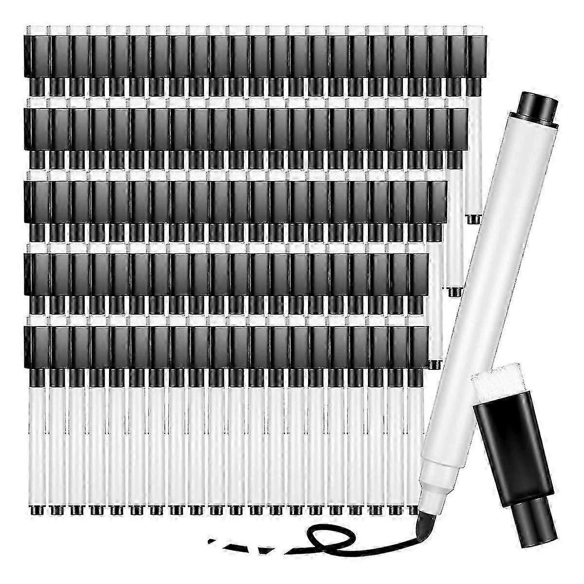 100 τεμάχια Dry Erase Markers Whiteboard Black Dry Erase Markers με Rubber Cap Fine Tip Dry Erase