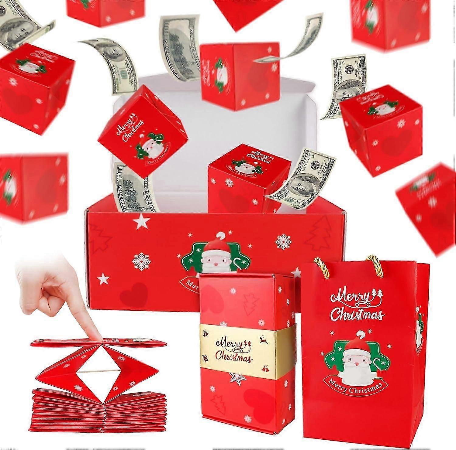 Meglepetés ajándékdoboz robbanás, karácsonyi összecsukható, pattogó meglepetés ajándékdoboz pénzért, karácsonyi meglepetés ajándékdoboz konfettivel születésnapi évfordulóra