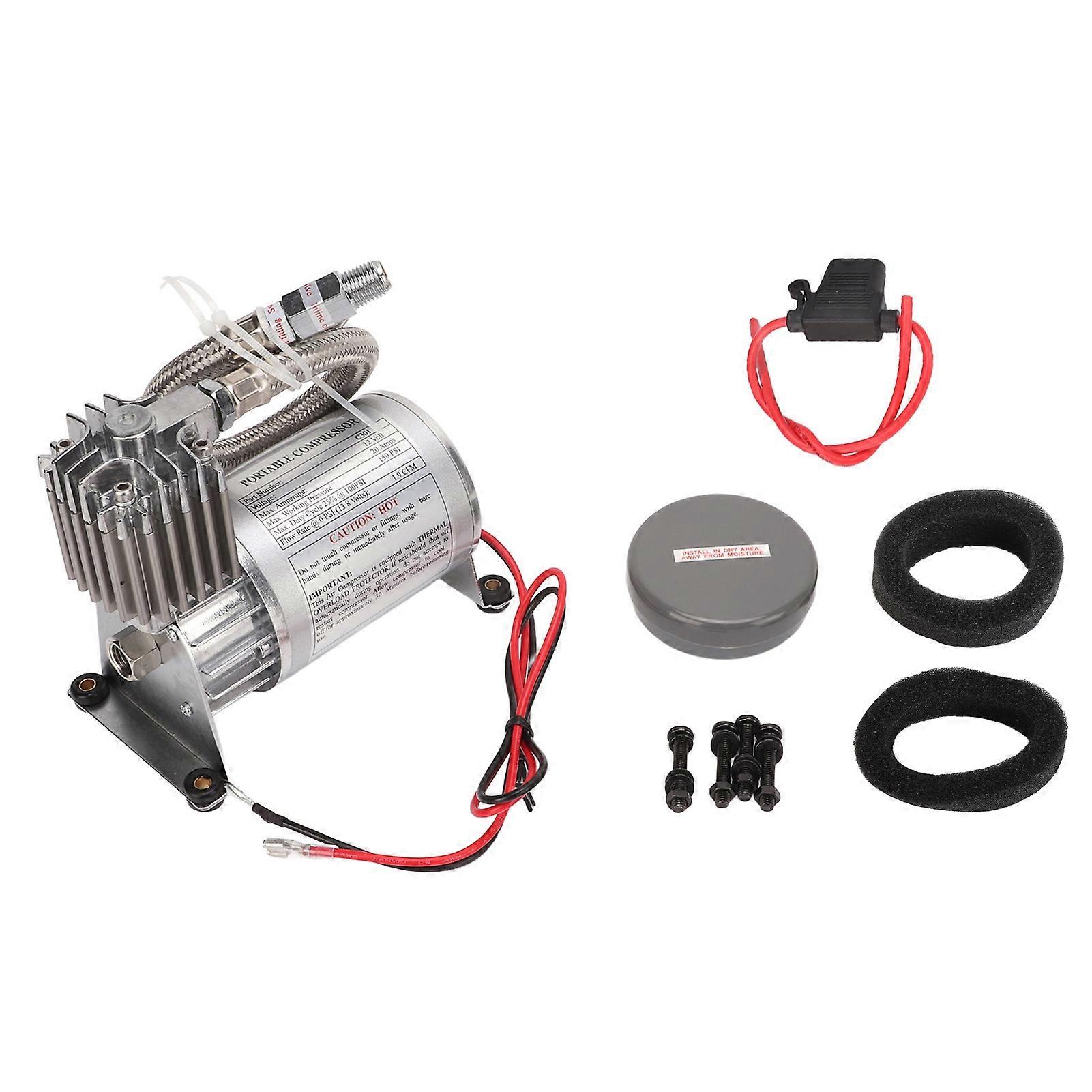 Heavy Duty Air Compressor 20A 150 PSI Metal Universal for 12V Vehicles Yacht Boats