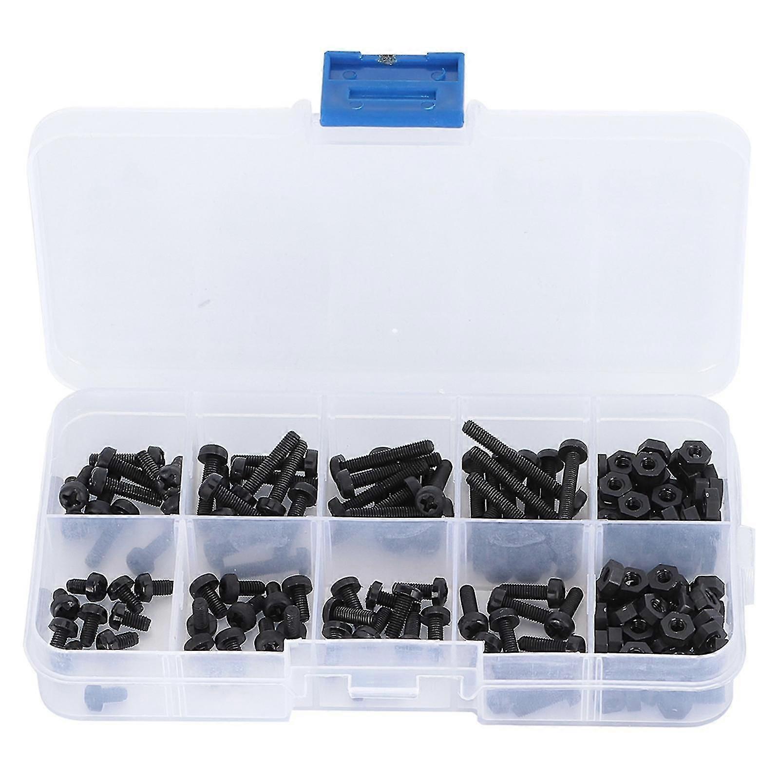 160st M3 Nylon Cross Skruv Hex Mutter Fästelement Set - Plast Skruv Mutter Hårdvara Verktyg