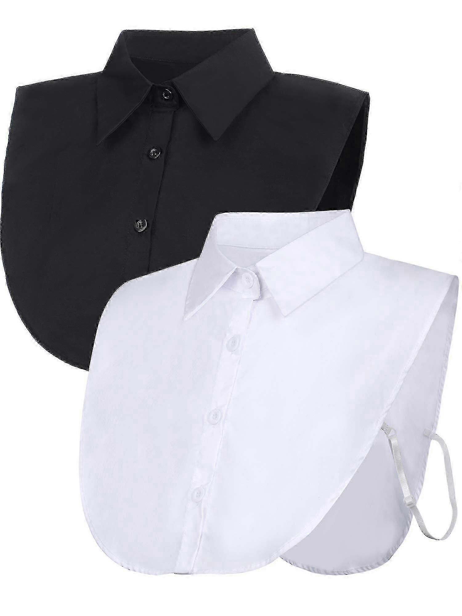 Lot de 2 faux cols détachables pour chemisiers, col Dickey, demi-chemises, faux cols pour femmes