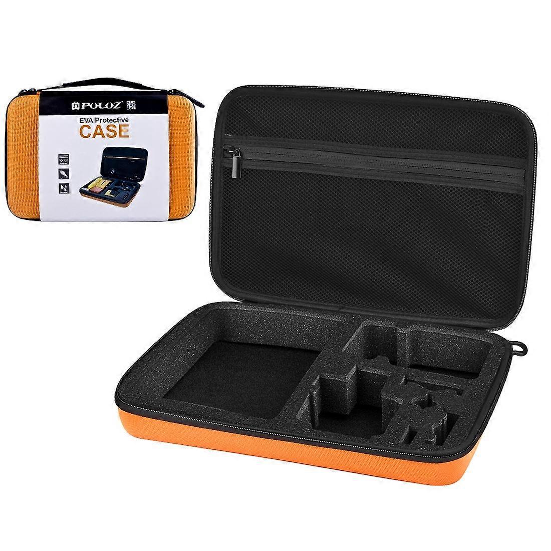 PULUZ Waterproof Carrying and Travel Case for GoPro, Insta360, DJI and Other Action Cameras Accessories, Large Size: 32cm x 22cm x 7cm(Orange)