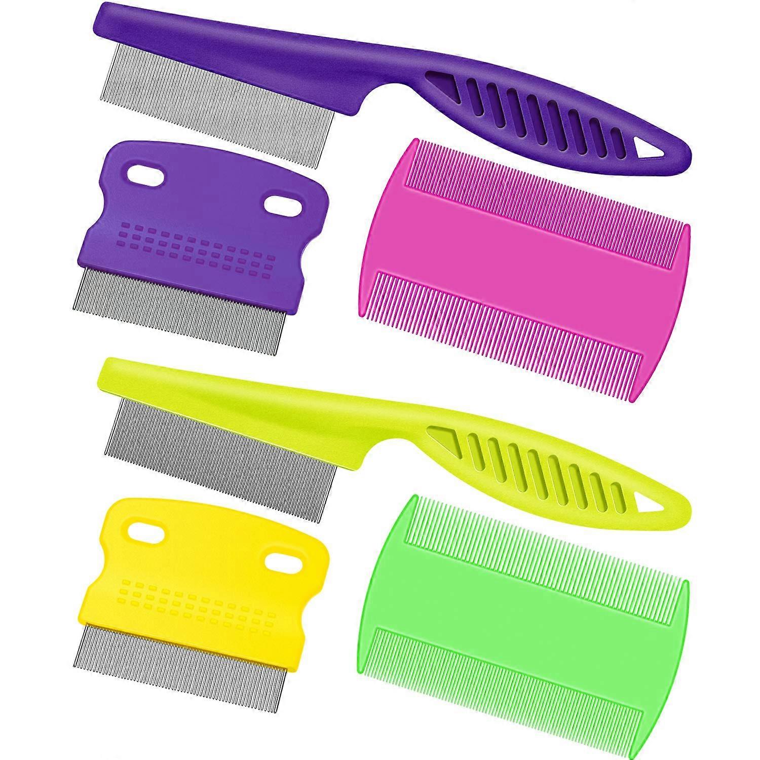 6 Pieces Pet Lice Combs For Dog Grooming And Cat Tear Stain Comb Double-Sided Fine-Tooth Grooming Comb For Dogs And Cats