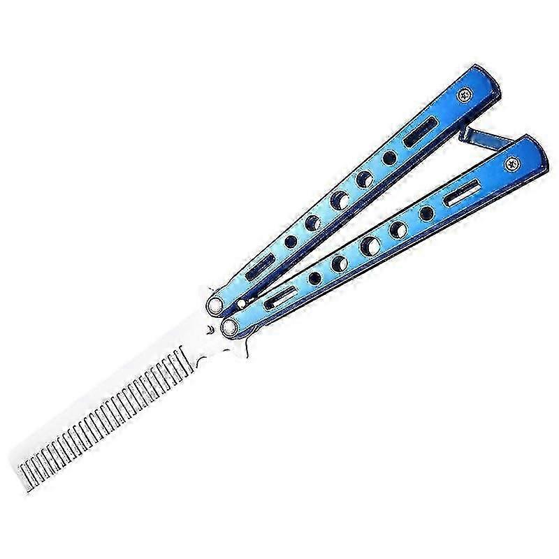 Practice Stainless Steel Camping Tools Comb Camping Supplies Sturdy Metal Fittings (Blue)