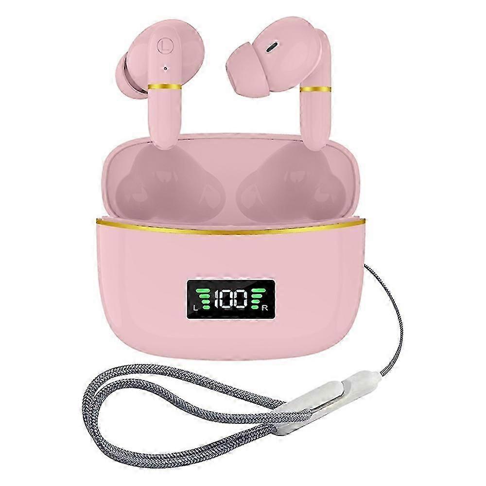 J2 Bluetooth 5.3 Wireless Earbuds Touch Control Led Display Earphone With Charging Case - Apricot