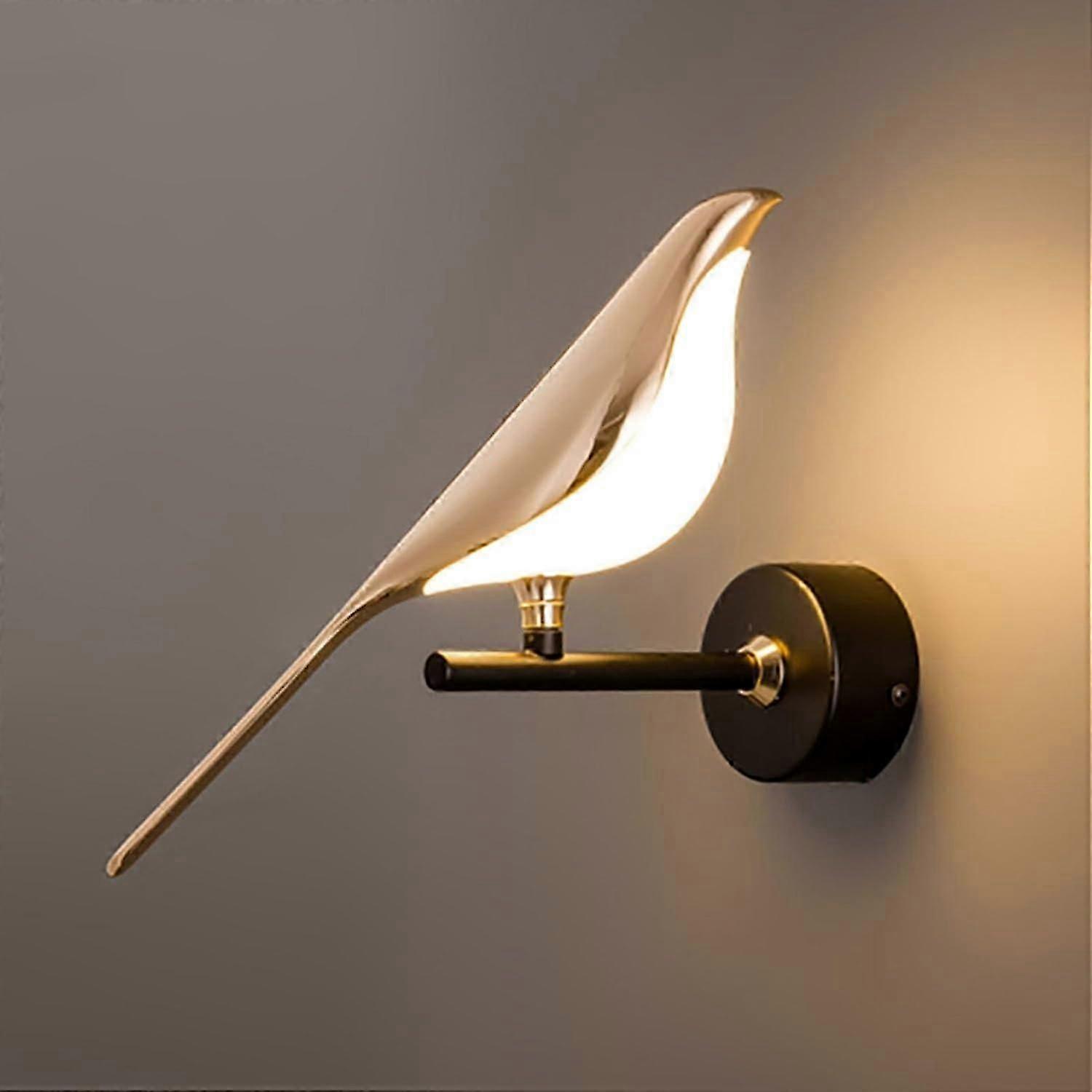 Wall Lamp Bird Wall Light, LED Wall Sconce Lighting with Switch, Creative Magpie Wall Mount Bedside Light For Bedroom Dcor