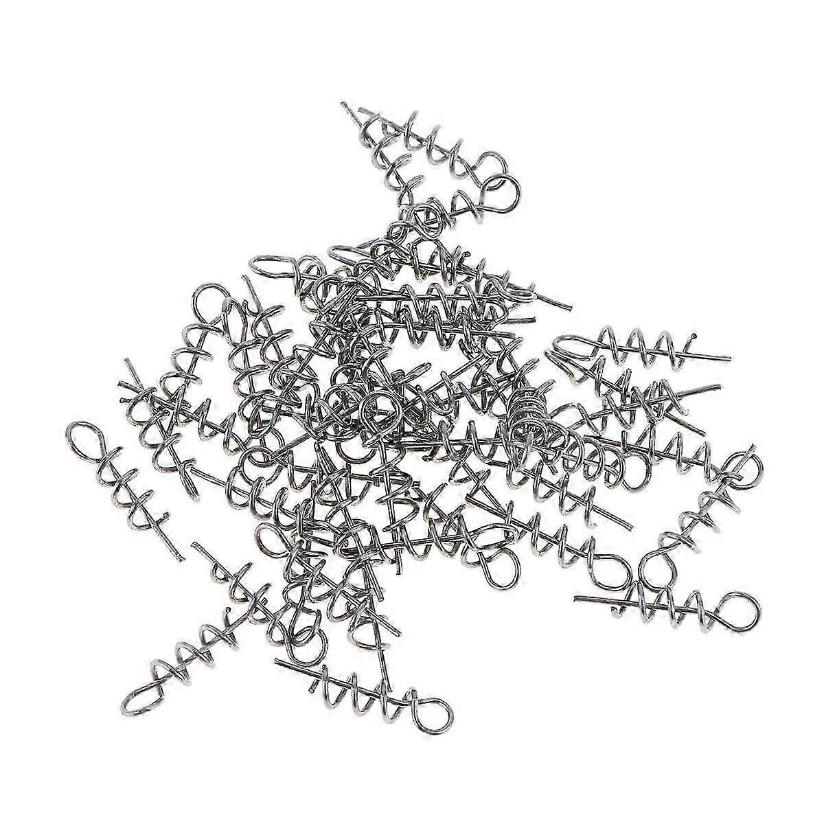 100Pcs Spring Twist Lock Fishing Hook Centering Pin for Soft Lure Bait Worm Crank js