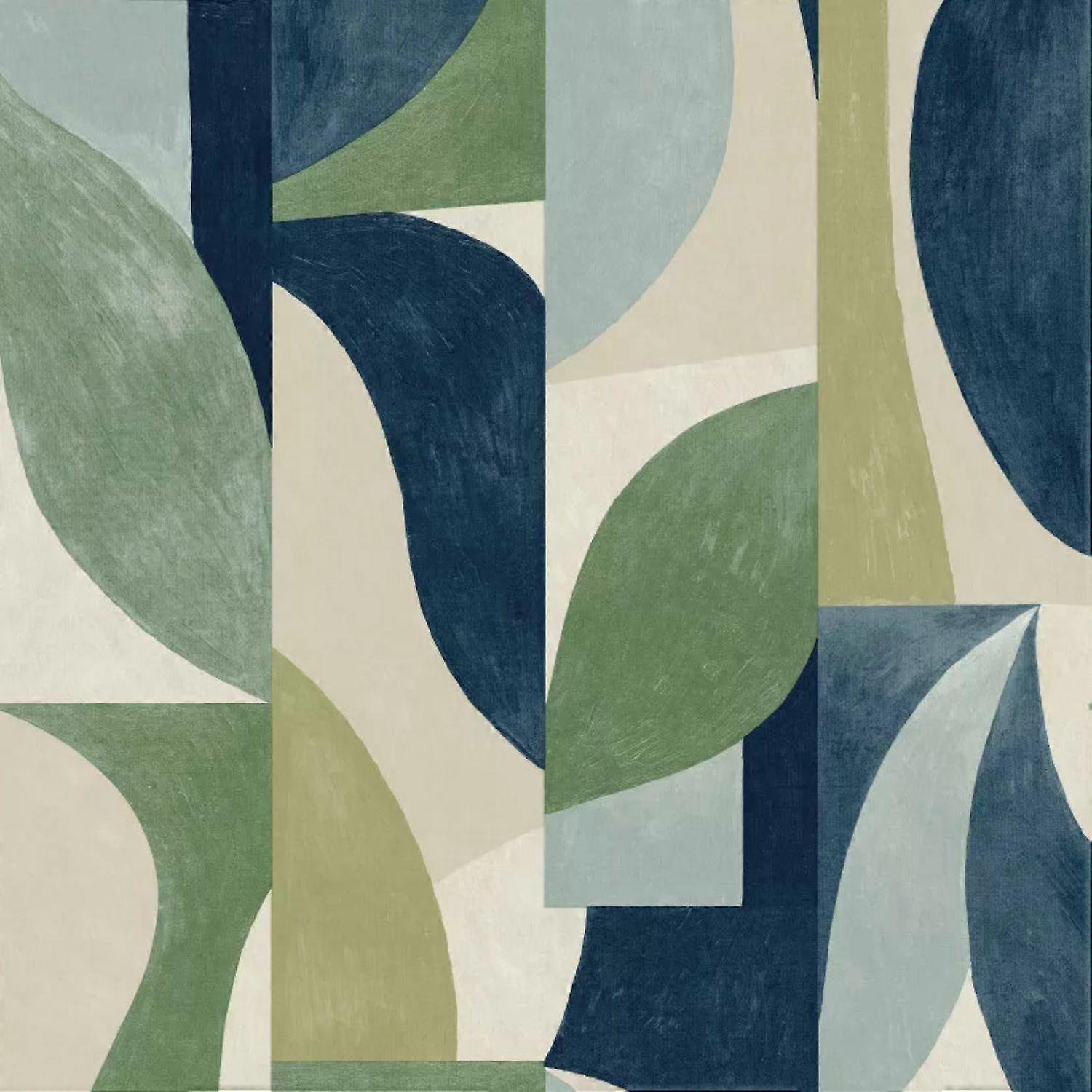 Grandeco Nomad Dufy Geometric Green Wallpaper