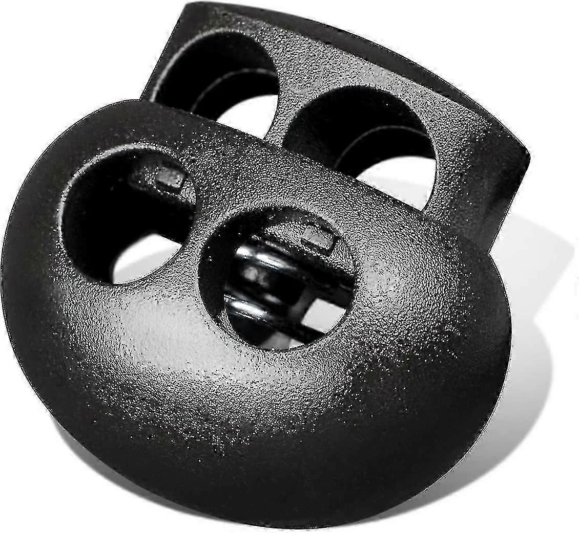 Plastic Cord End Lock Toggle Double Hole Spring Stopper Closure Slider Toggles End (black, 100 Pcs) Starlight -cdsx