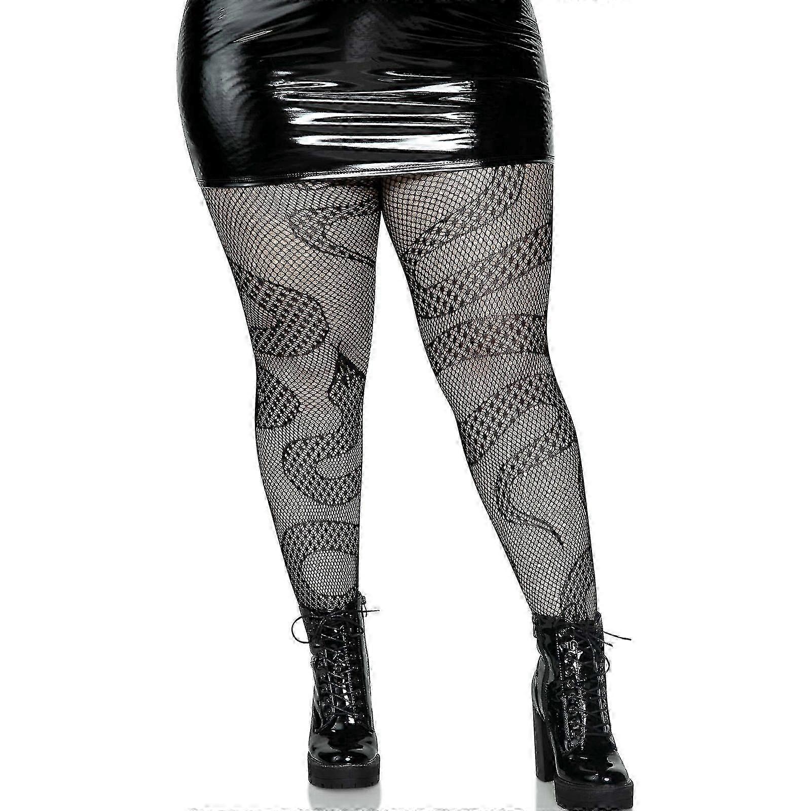 Plus Size Sexy Sheer Fishnet Tights with Gothic Snake Pattern