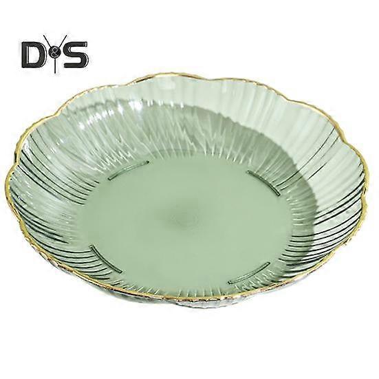 Transparent Fruit Plate Golden Edge Stackable Snacks Serving Platter Unbreakable Round Salad Dessert Dinner Plate Dining Room Supplies