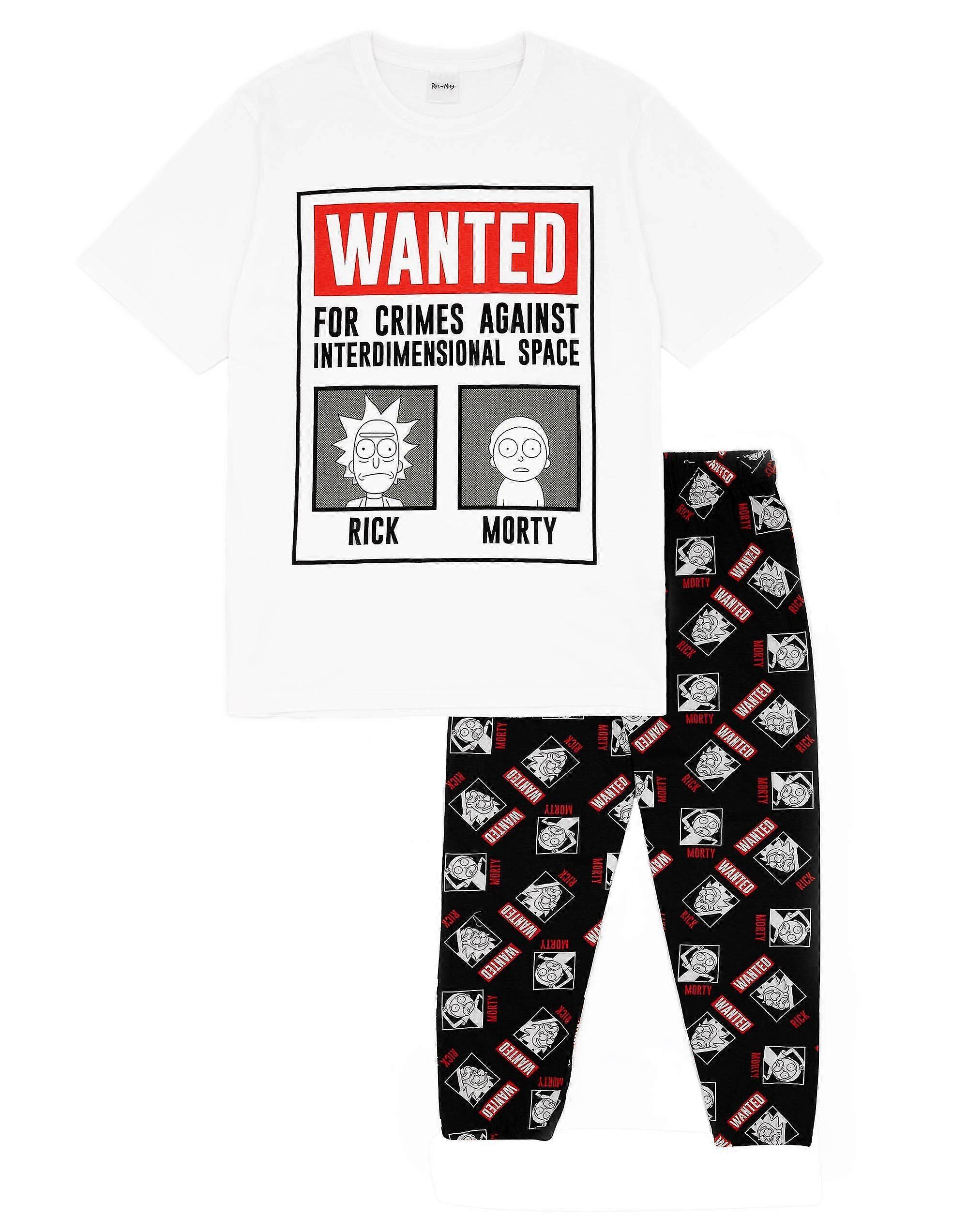 Rick And Morty Heren Korte Mouw Lange Been Pyjama Set Wit Rick And Morty Mugshots [HS]