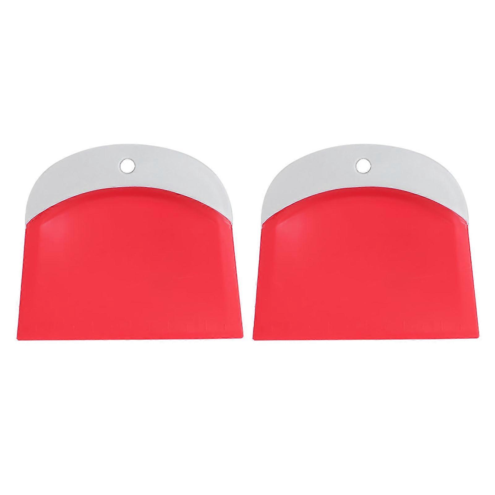 Durable Plastic Dough Scraper Red Baking Utensil Multipurpose Cake Cream Cutter Flexible Easy Clean Kitchen Tool 2 Pieces For Bakin