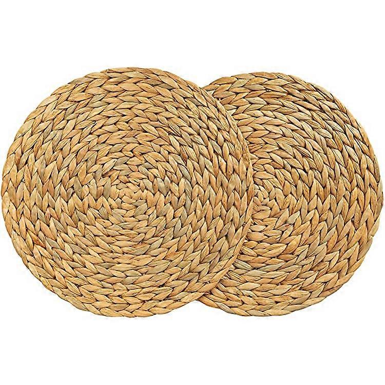 2er-Pack Tischsets aus Wasserhyazinthe, gewebte Tischsets aus Korbgeflecht, 38 cm