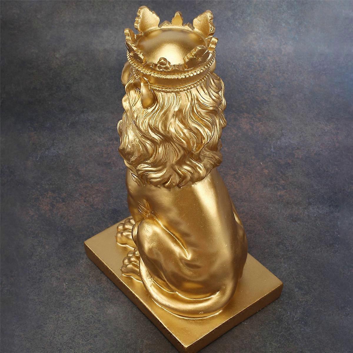 Abstract Crown Lion Statue Home Office Bar Male Lion Faith Resin Sculpture Crafts Animal Art Decor O