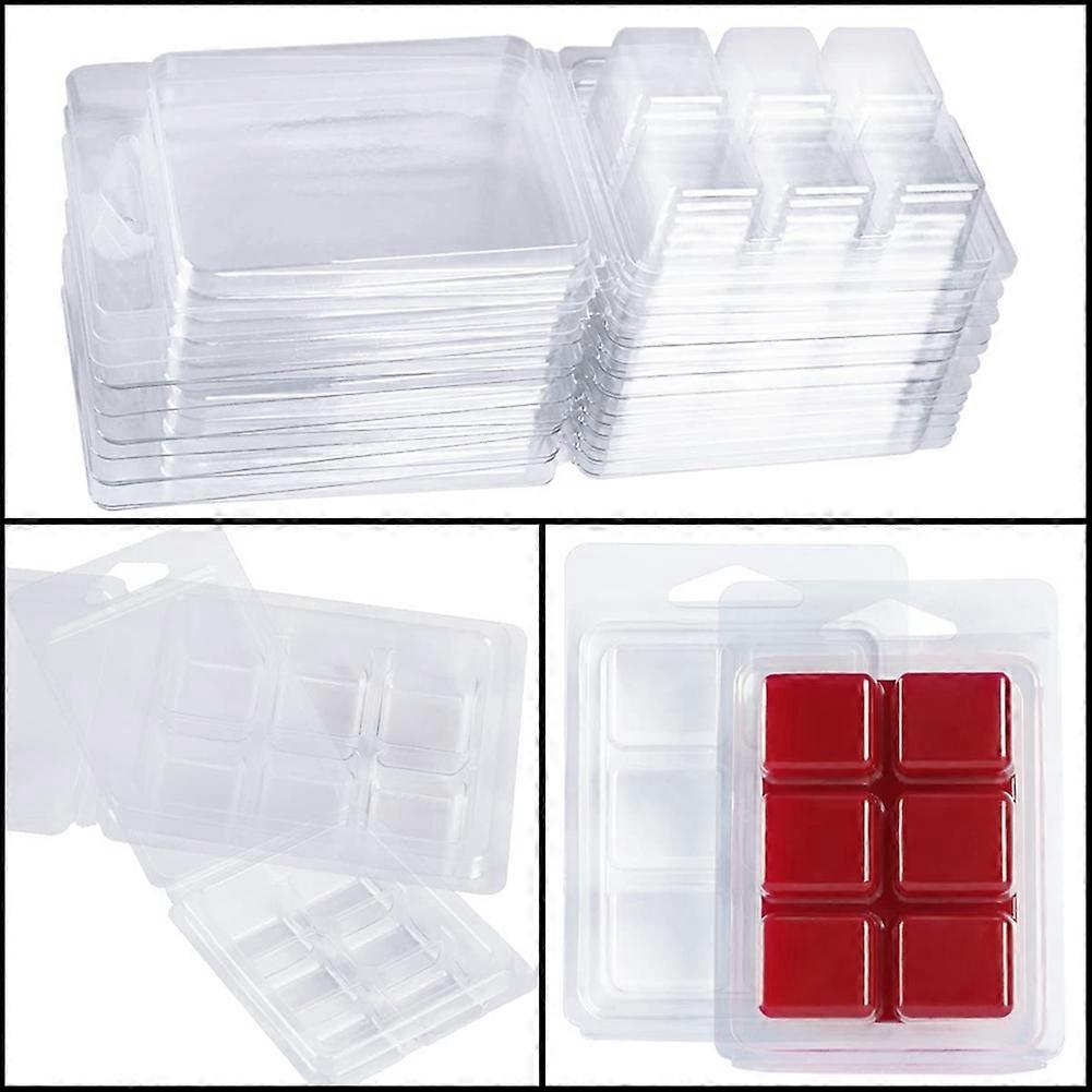 100 Packs Wax Melt Clamshells Molds, Clear Empty Plastic Square Tray