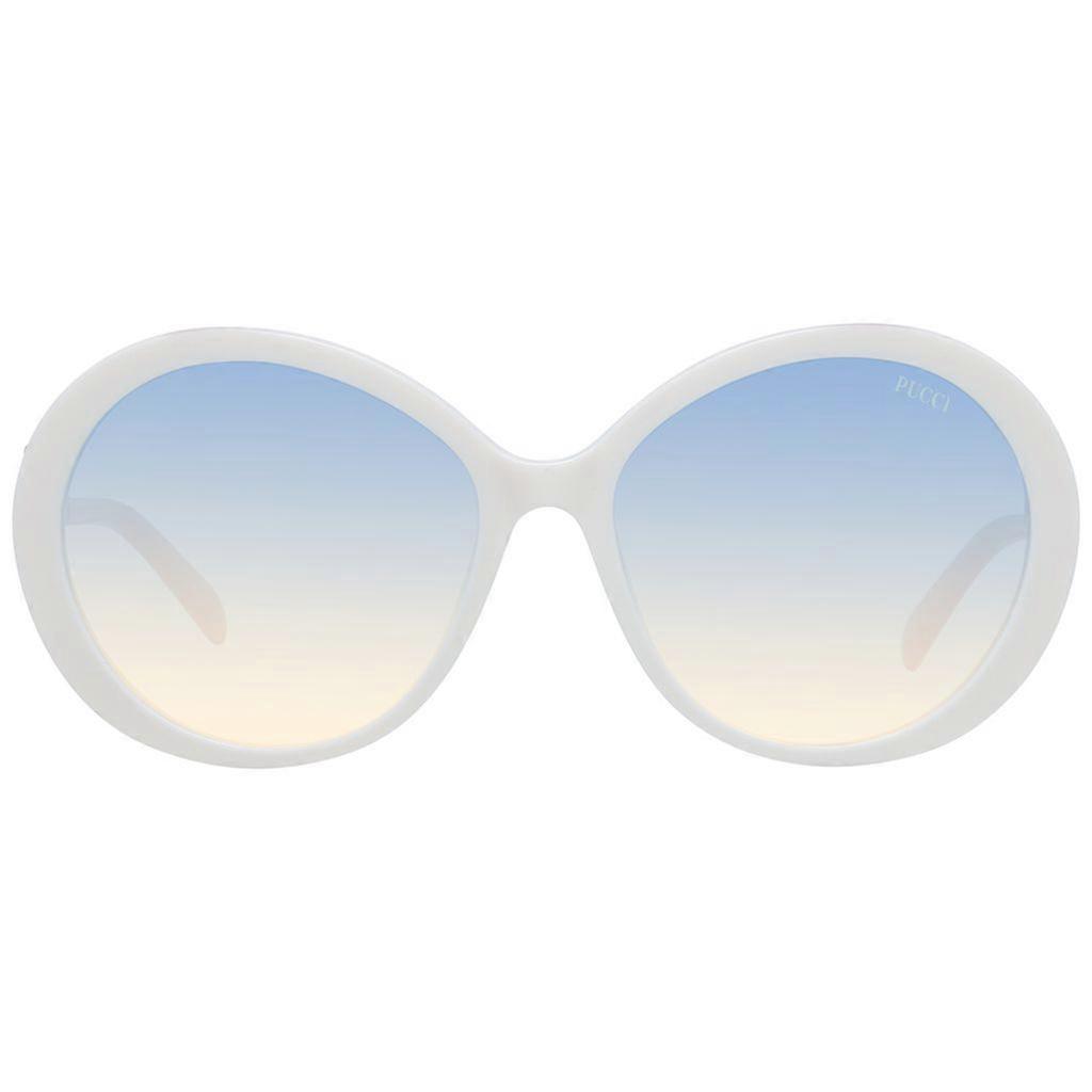 Emilio Pucci Ep0164 5825p Women's Round Sunglasses – White Acetate Frame, Multicolor Gradient Lenses, Ø 58mm