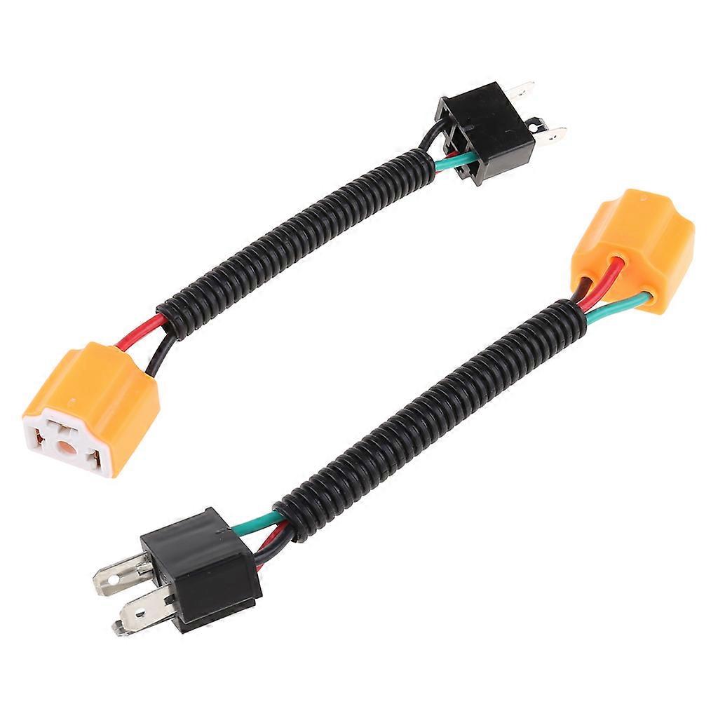 2Pcs Easy Installation Vehicle Light H4 9003 Ceramic Wire Harness Plug Cable Headlights Connector  Black